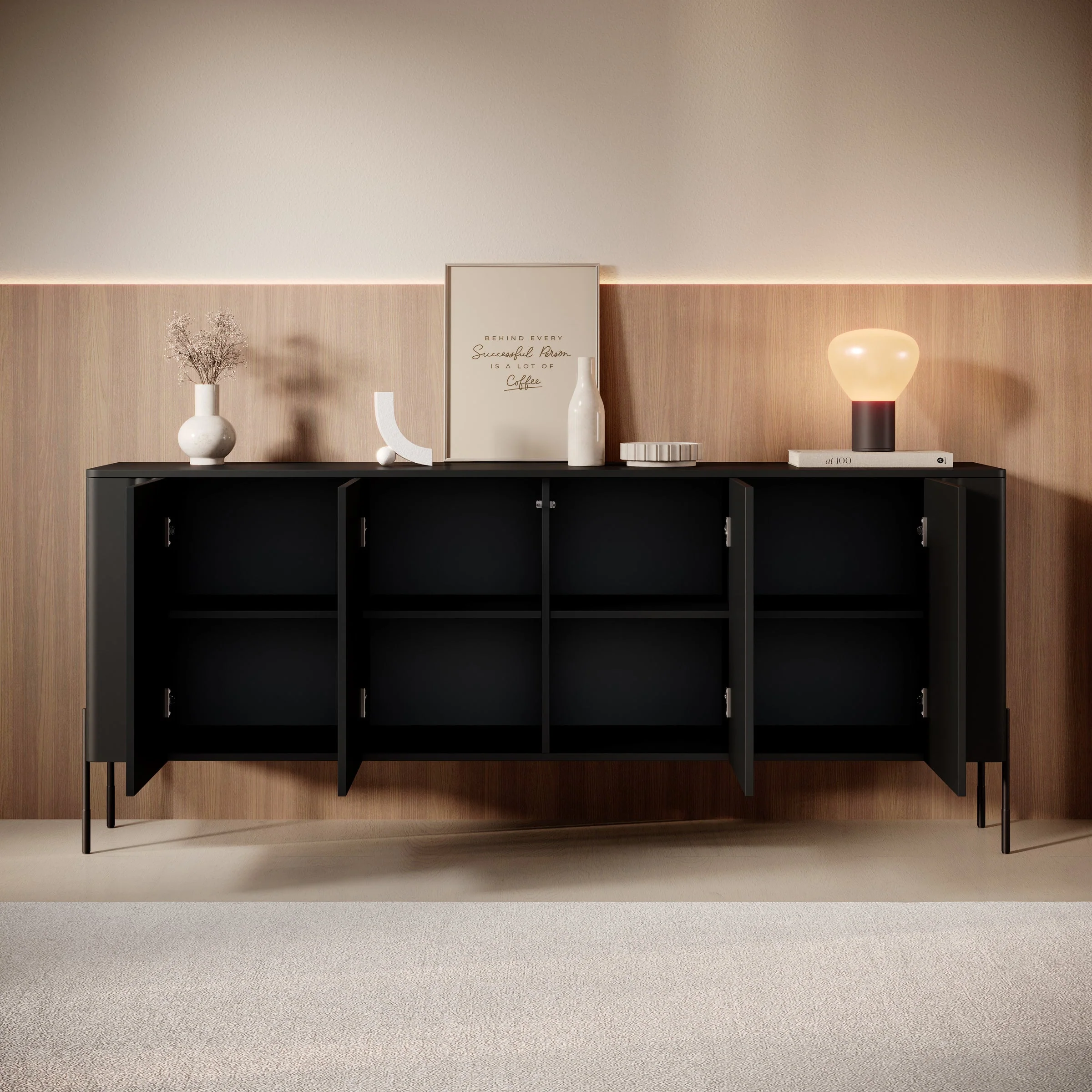 Meubella - Vivi - Dressoir - Zwart - 190 cm - Image 3