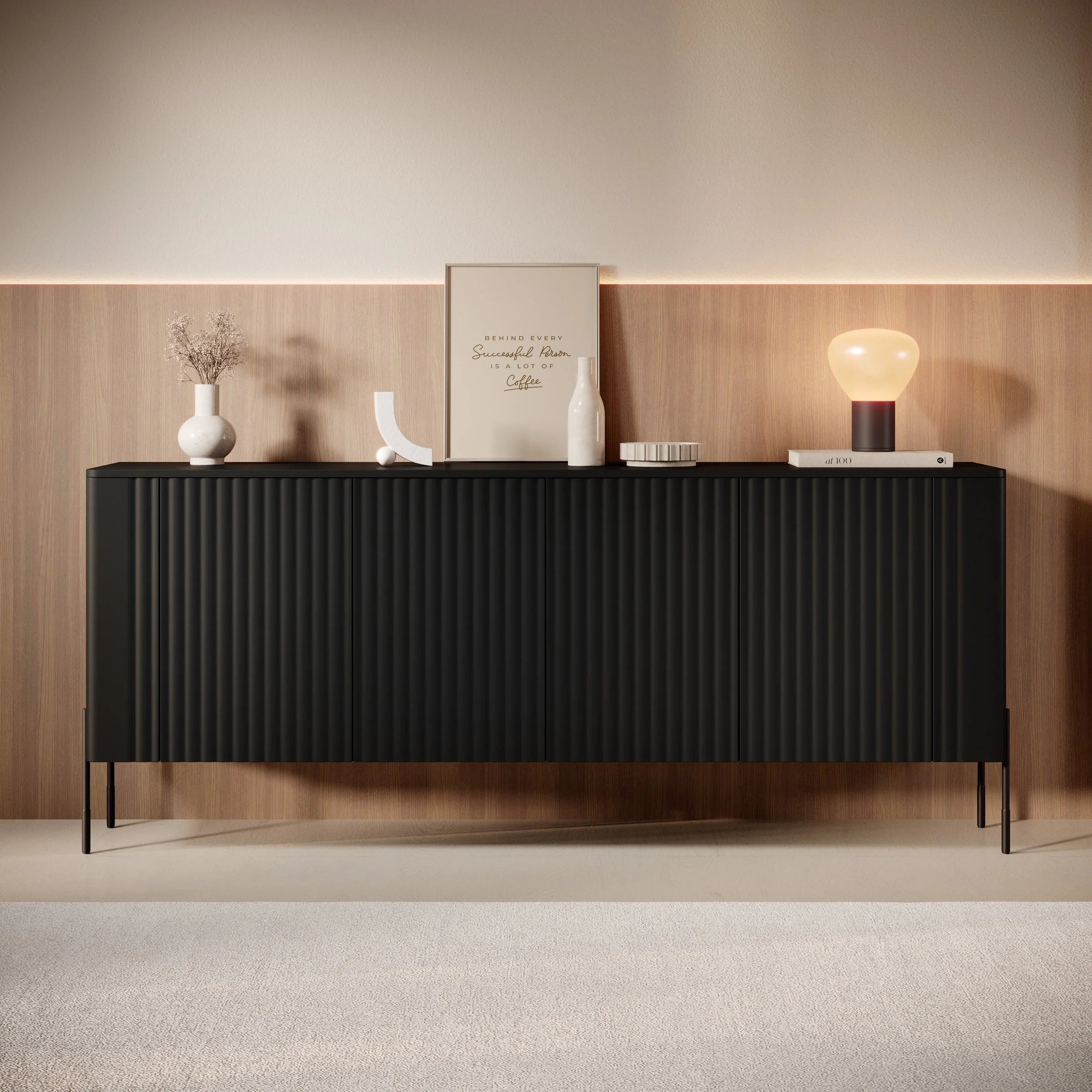 Meubella - Vivi - Dressoir - Zwart - 190 cm - Image 4