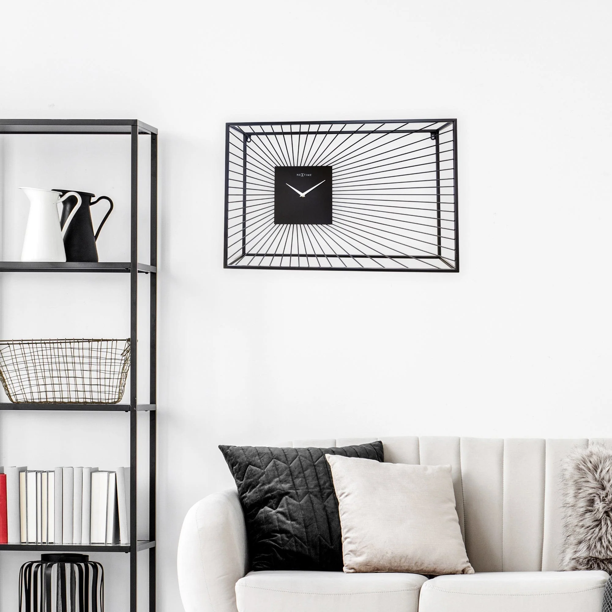 NeXtime - Grote Wandklok 70x45x15cm-Stil-Zwart-Metaal-NeXtime "Vasco" - Image 12
