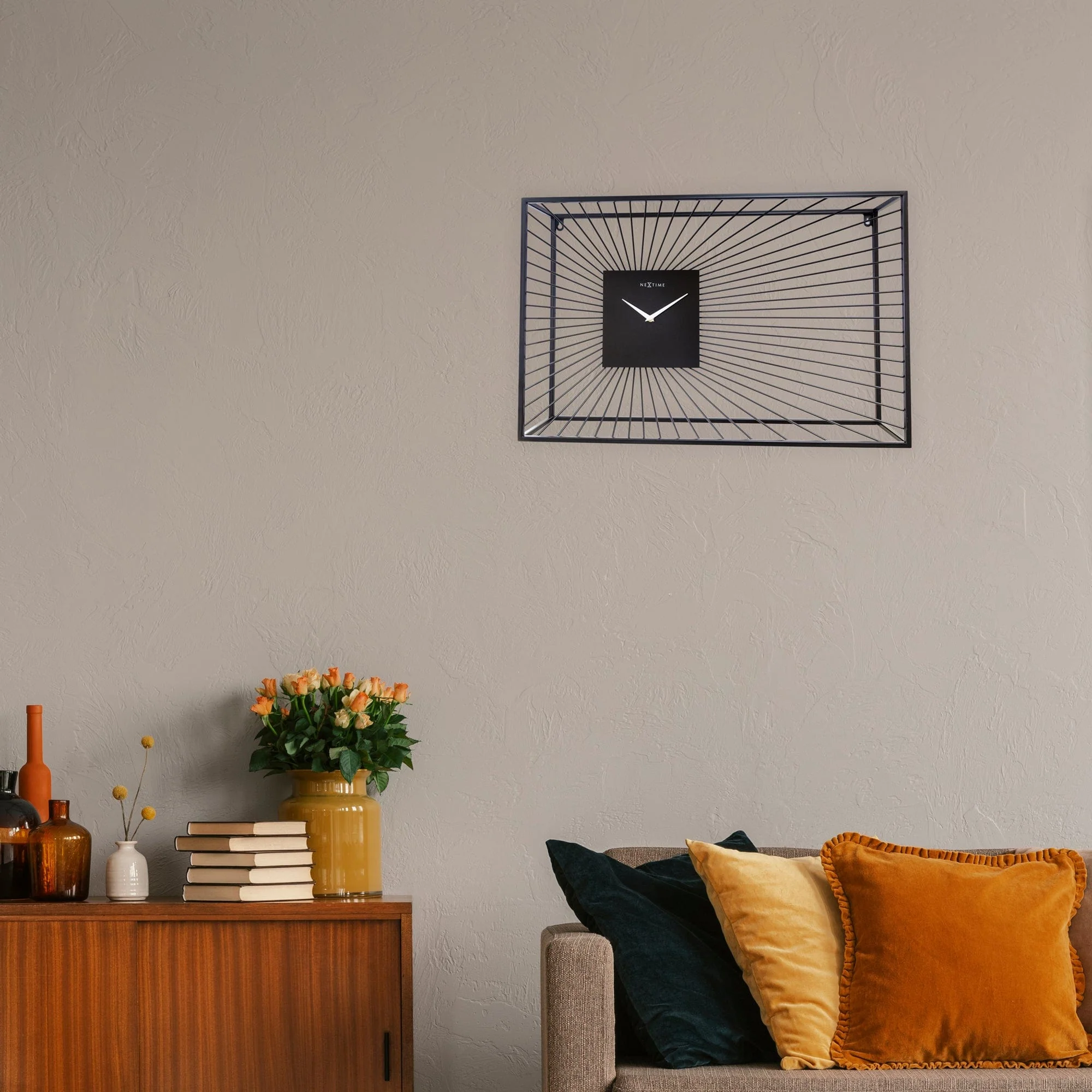 NeXtime - Grote Wandklok 70x45x15cm-Stil-Zwart-Metaal-NeXtime "Vasco" - Image 7