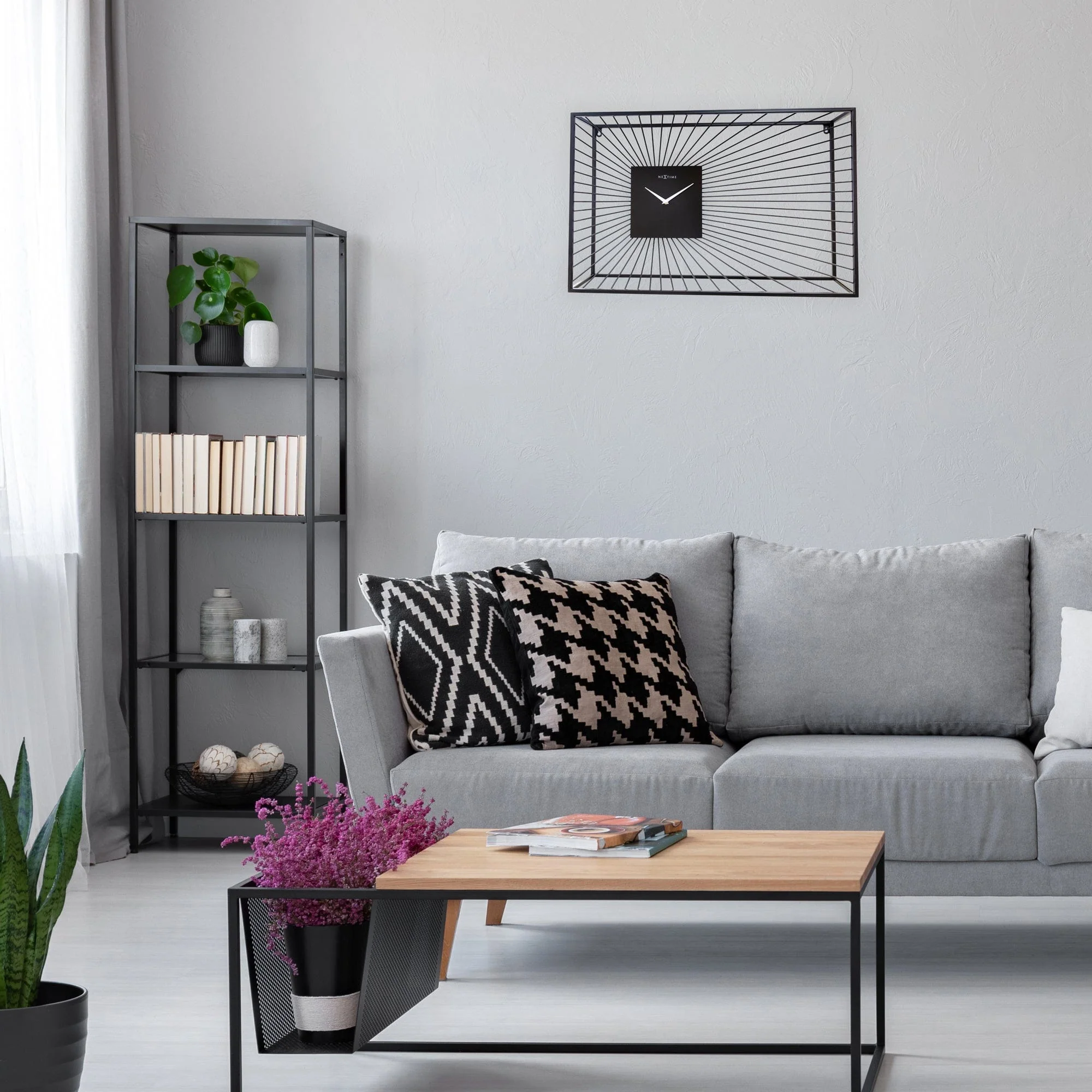 NeXtime - Grote Wandklok 70x45x15cm-Stil-Zwart-Metaal-NeXtime "Vasco" - Image 8
