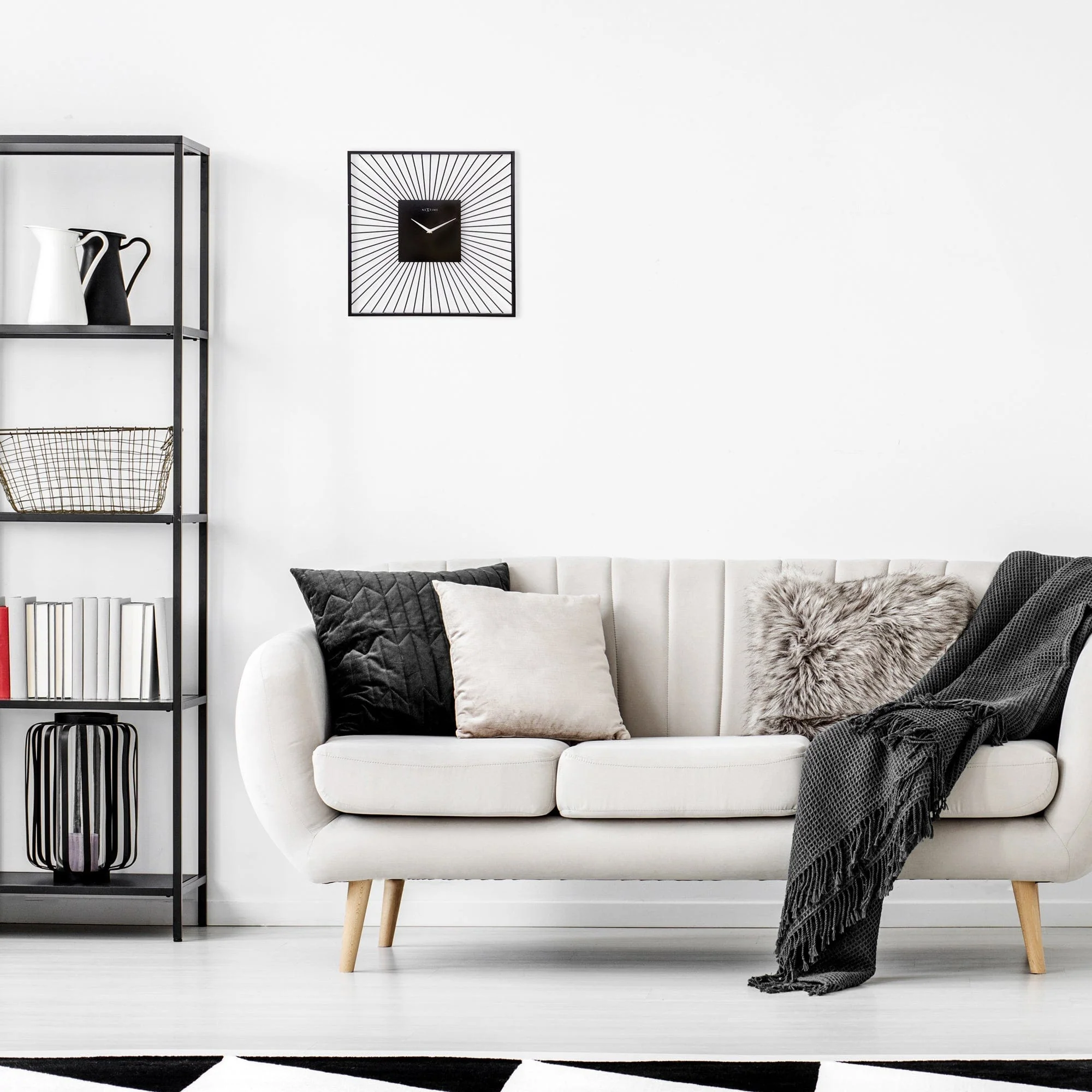 NeXtime - Wandklok 45x45x15cm-Stil-Zwart-Metaal-NeXtime "Vasco Square" - Image 12