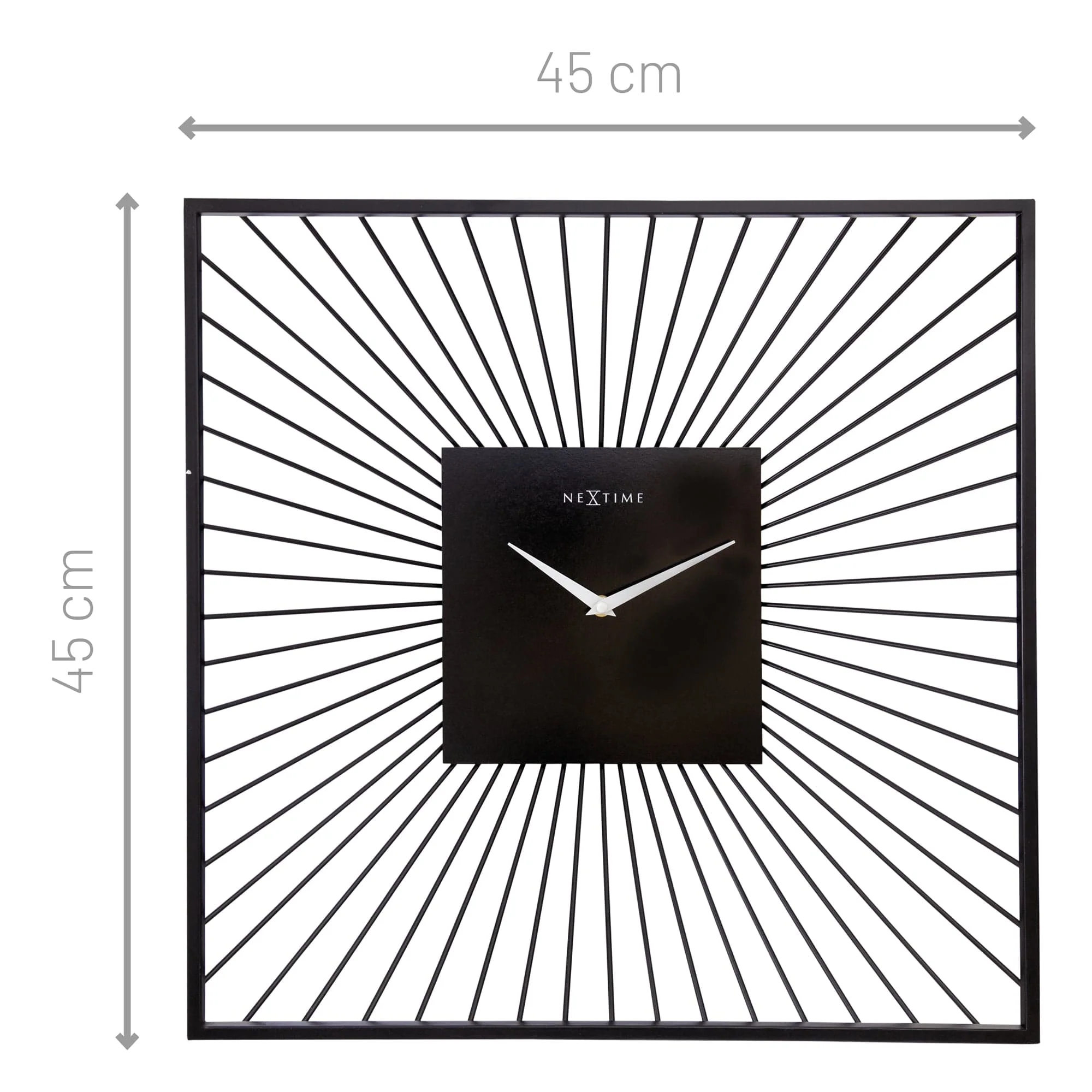 NeXtime - Wandklok 45x45x15cm-Stil-Zwart-Metaal-NeXtime "Vasco Square" - Image 6