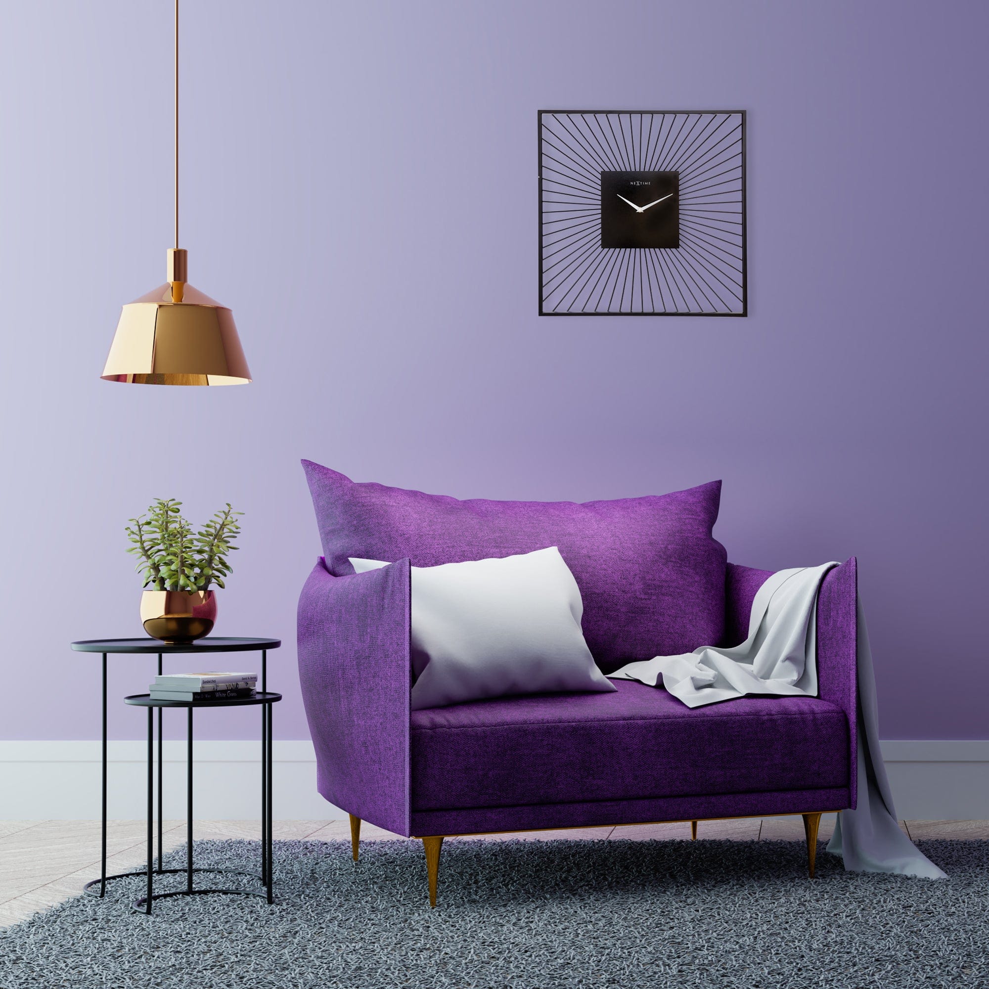 NeXtime - Wandklok 45x45x15cm-Stil-Zwart-Metaal-NeXtime "Vasco Square" - Image 7