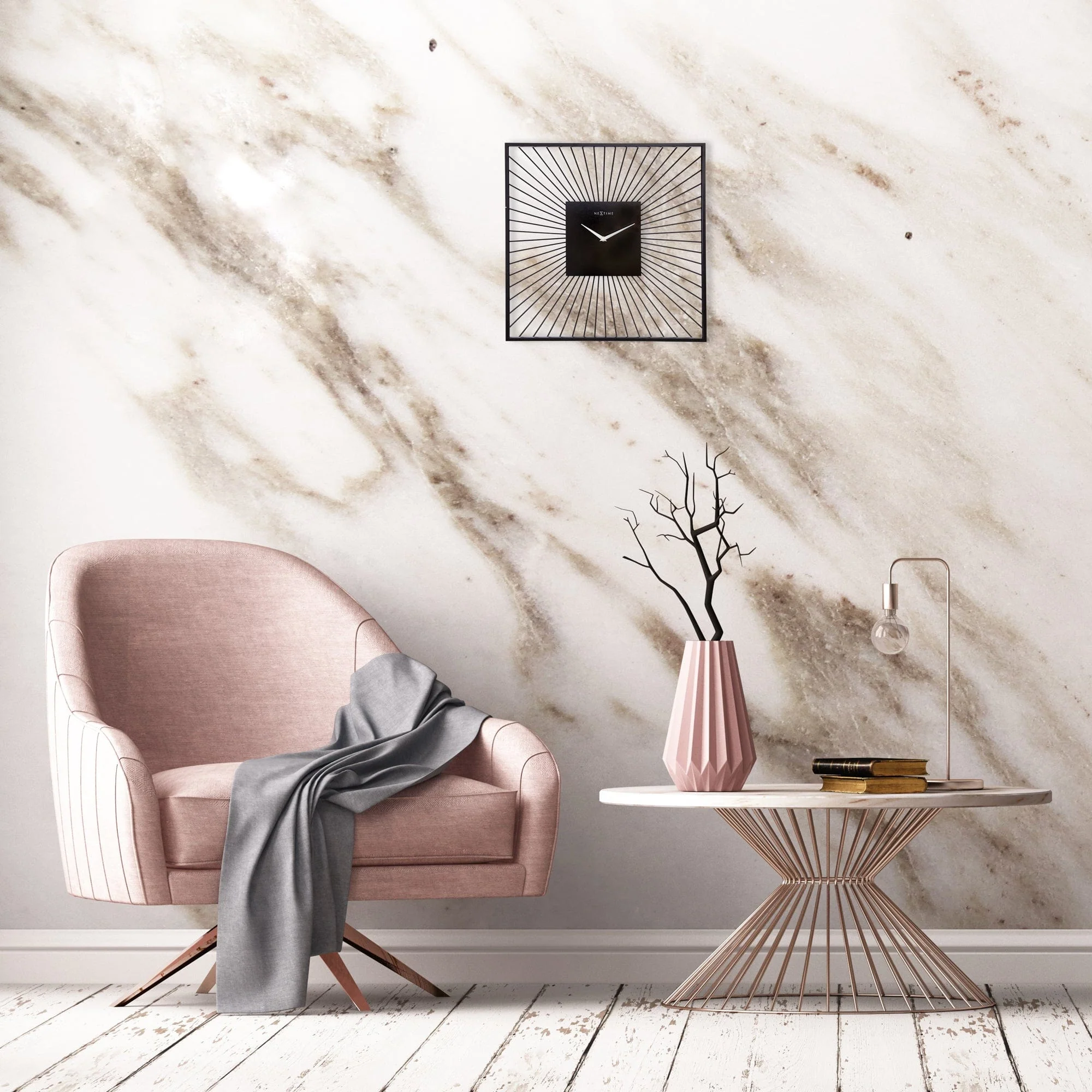 NeXtime - Wandklok 45x45x15cm-Stil-Zwart-Metaal-NeXtime "Vasco Square" - Image 8