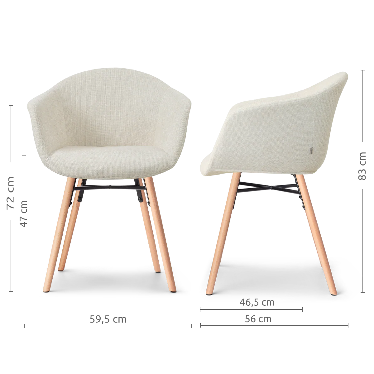 Nolon Nena-Otis Eetkamerstoel Cottonbeige - Houten Onderstel - Image 4