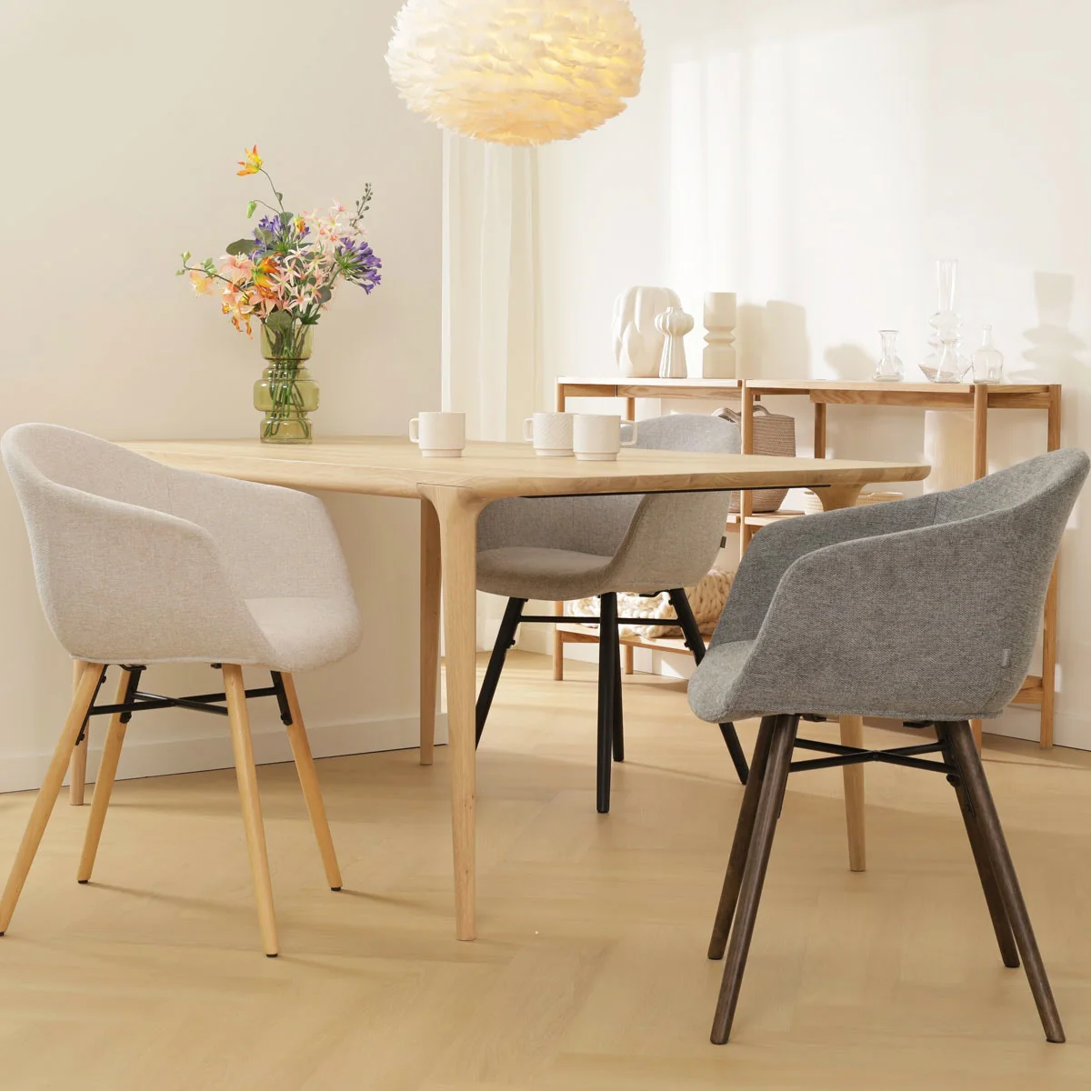 Nolon Nena-Otis Eetkamerstoel Cottonbeige - Zwart Houten Onderstel - Image 7