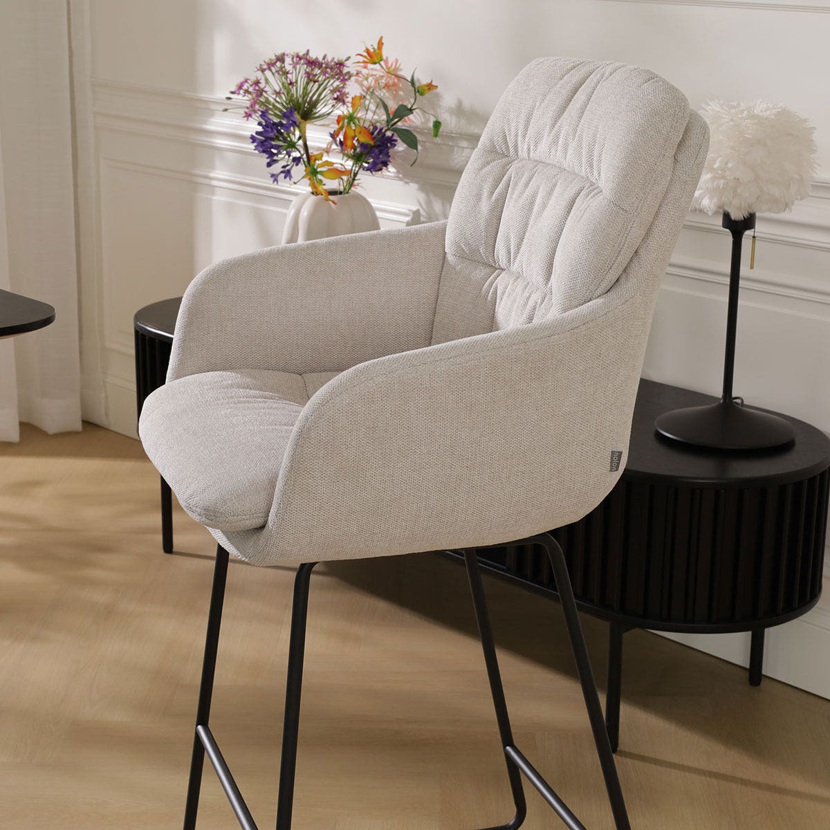 Nolon Nino-Mia Barkruk Beige - met Armleuning - Zwart - 75 cm - Image 4