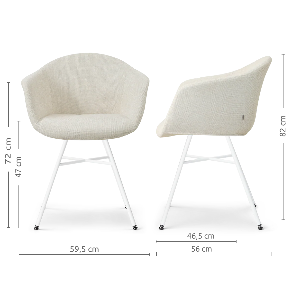 Nolon Noa-Otis Eetkamerstoel Cottonbeige - Wit Onderstel - Image 4