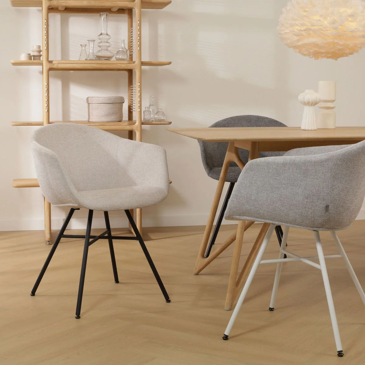 Nolon Noa-Otis Eetkamerstoel Cottonbeige - Wit Onderstel - Image 6