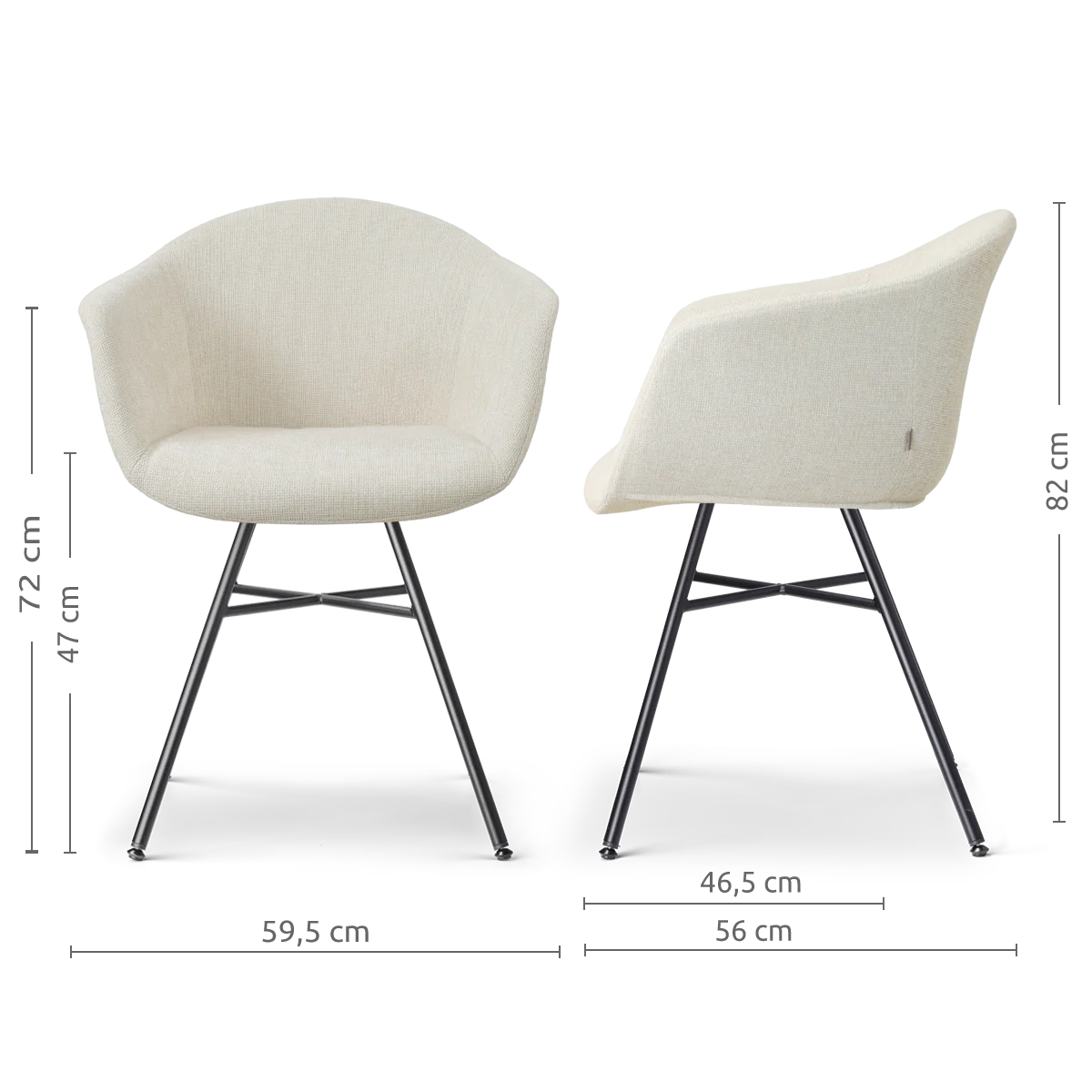 Nolon Noa-Otis Eetkamerstoel Cottonbeige - Zwart Onderstel - Image 4
