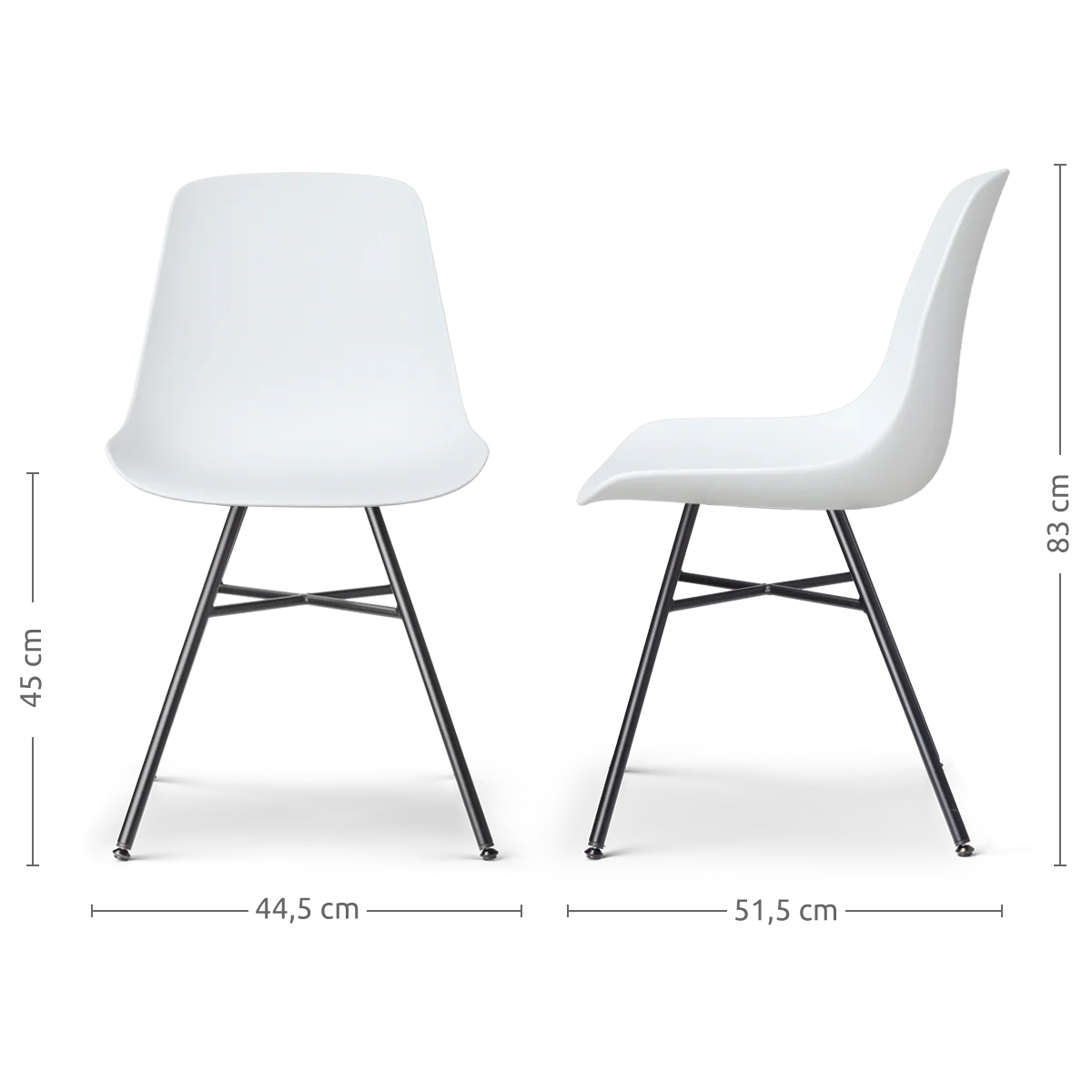 Nolon Noa-Pip Eetkamerstoelen Set van 2 - Wit - Zwarte Poten - Image 3