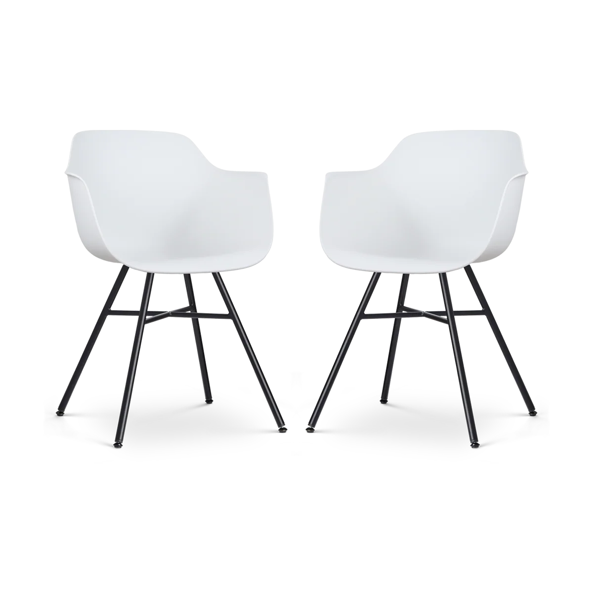 Nolon Noa-Puk Eetkamerstoelen Set van 2 - Wit - Zwart Onderstel