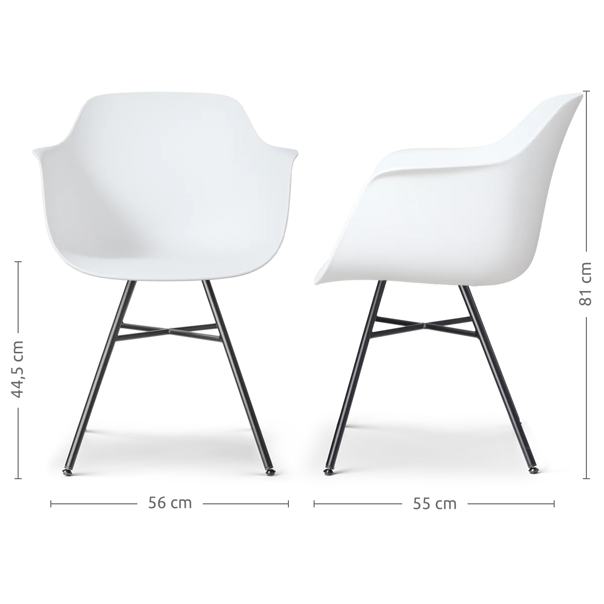 Nolon Noa-Puk Eetkamerstoelen Set van 2 - Wit - Zwart Onderstel - Image 3