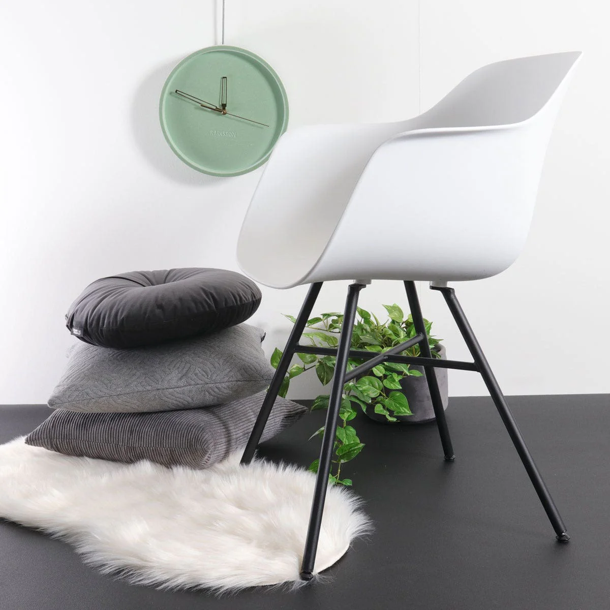 Nolon Noa-Puk Eetkamerstoelen Set van 2 - Wit - Zwart Onderstel - Image 8