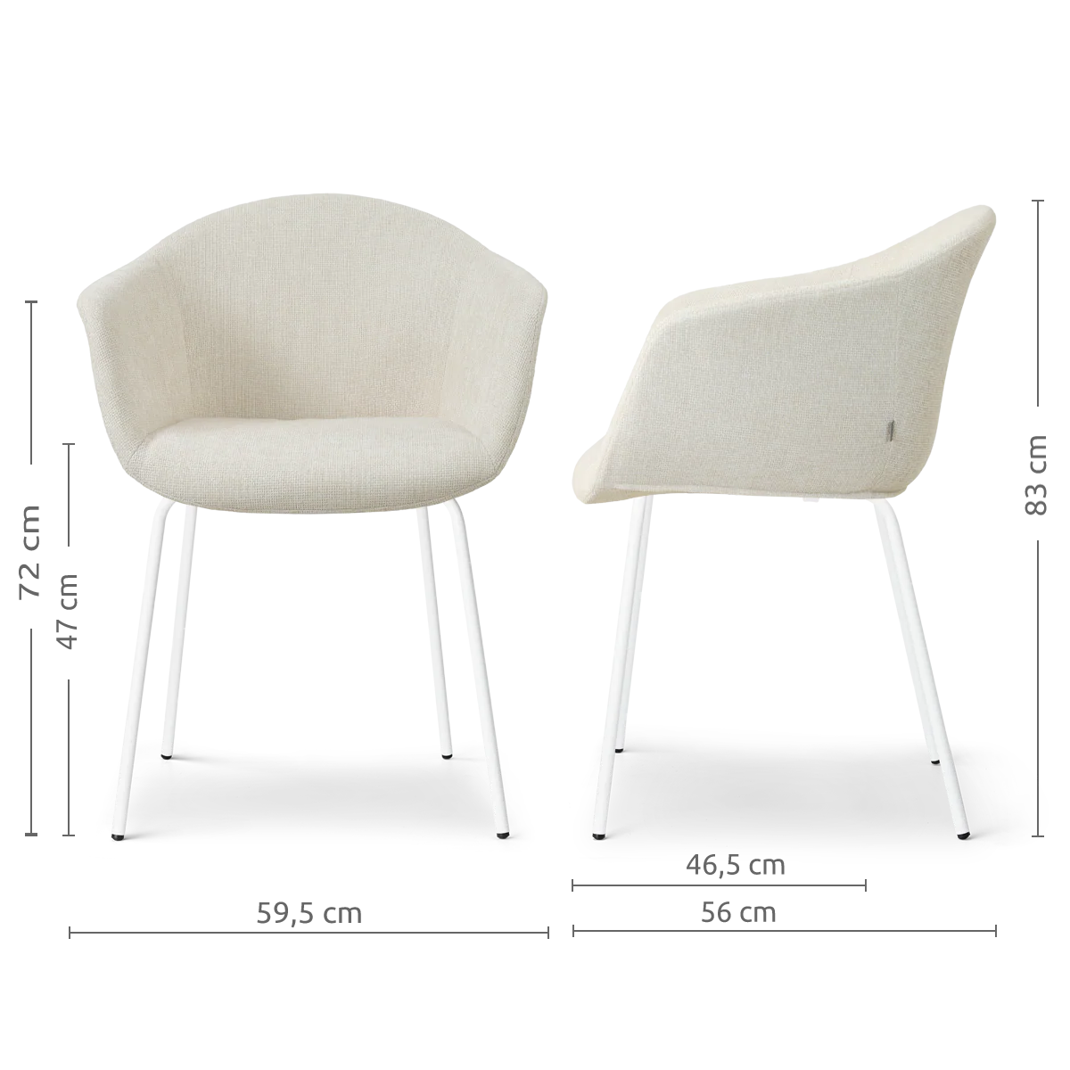 Nolon Nora-Otis Eetkamerstoel Cottonbeige - Wit Onderstel - Image 7