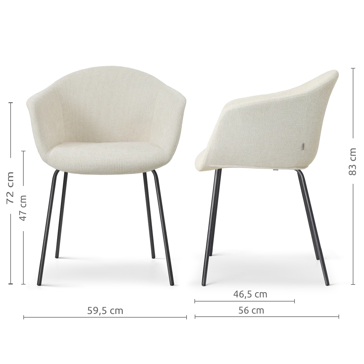 Nolon Nora-Otis Eetkamerstoel Cottonbeige - Zwart Onderstel - Image 4
