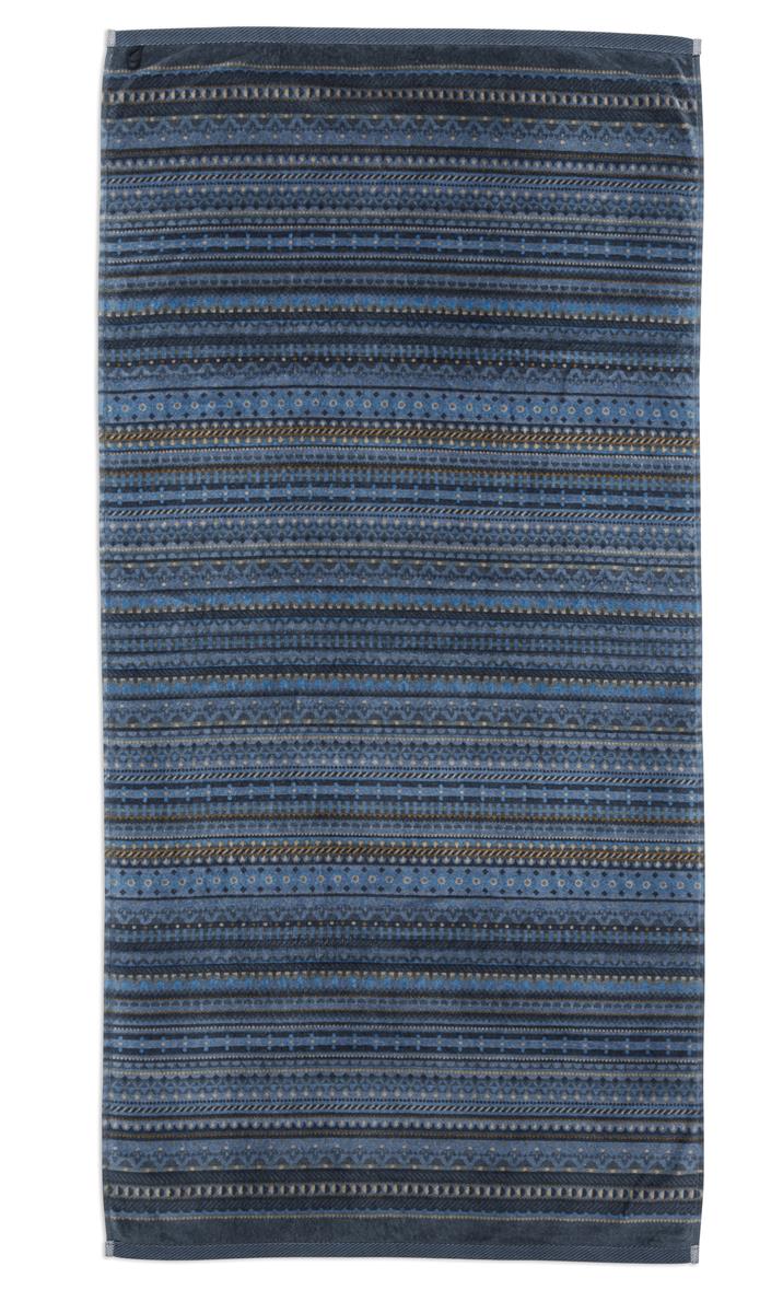 Pip Studio Geometric Print - Douchelaken - 70x140 - Donker Blauw