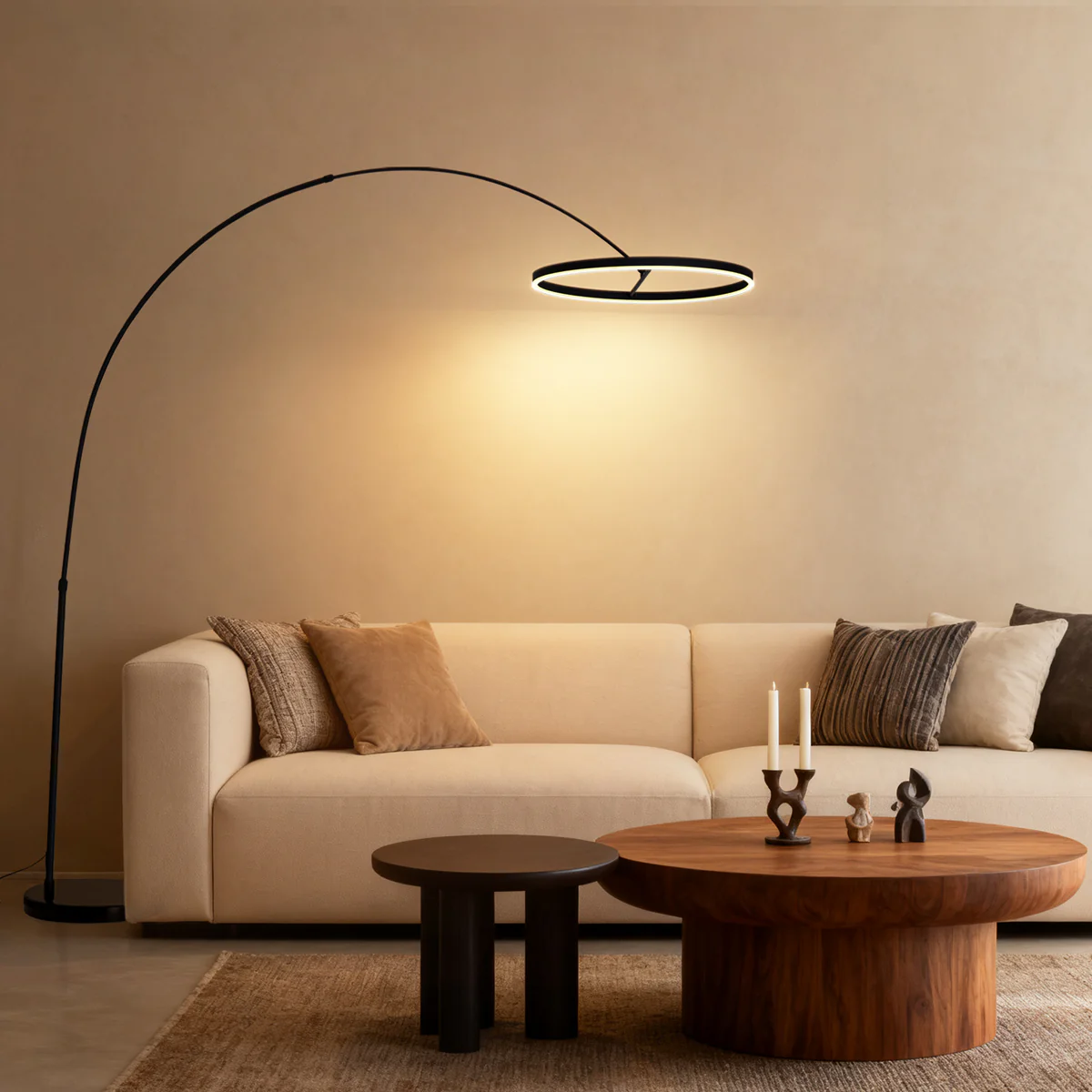 QAZQA Design booglamp zwart incl. LED 3-staps dimbaar - Anello - Image 3