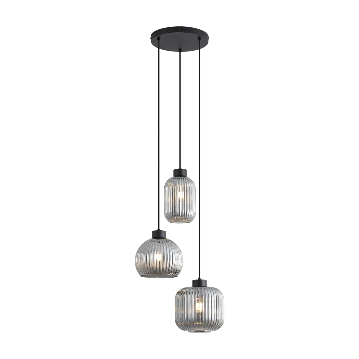 QAZQA Design hanglamp zwart met smoke glas 3-lichts - Ana - Image 3