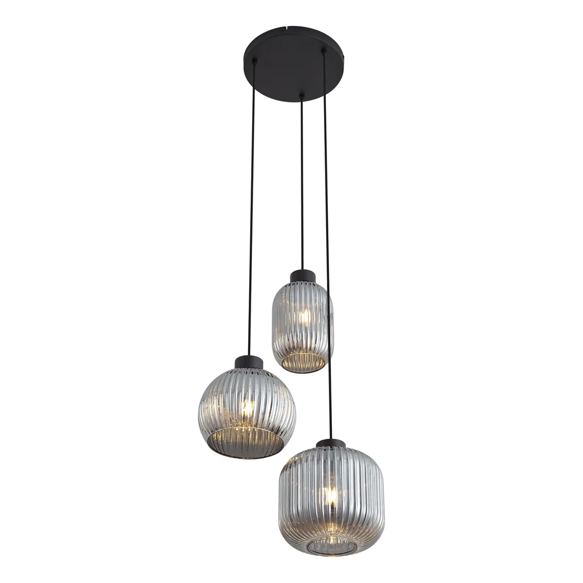 QAZQA Design hanglamp zwart met smoke glas 3-lichts - Ana - Image 7