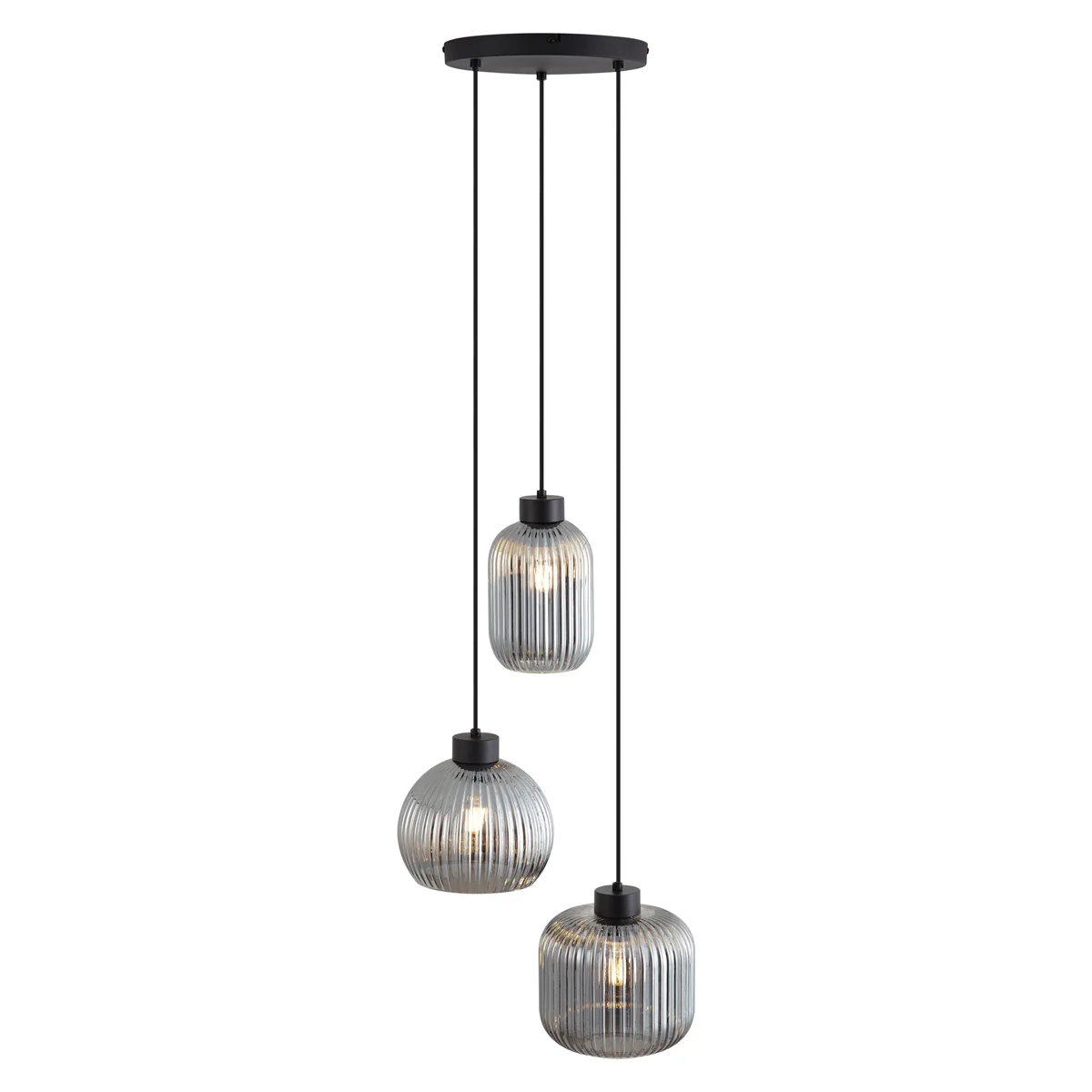 QAZQA Design hanglamp zwart met smoke glas 3-lichts - Ana - Image 8