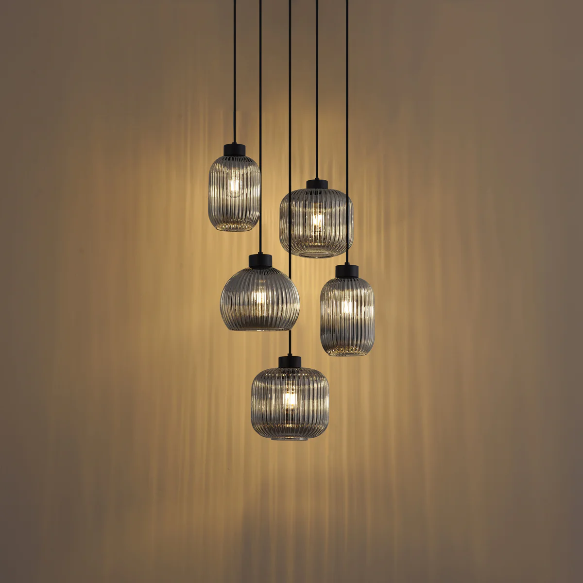 QAZQA Design hanglamp zwart met smoke glas 5-lichts - Ana - Image 10