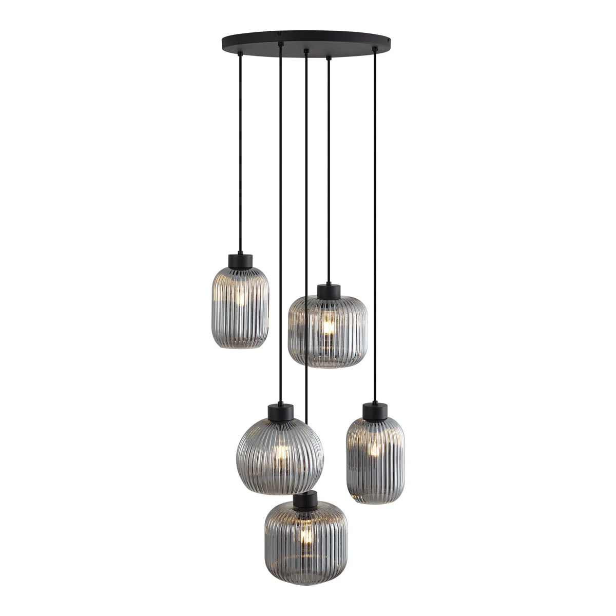 QAZQA Design hanglamp zwart met smoke glas 5-lichts - Ana - Image 7