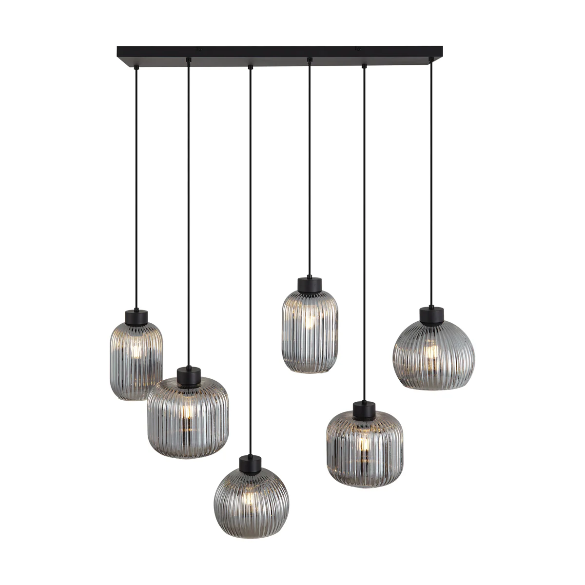 QAZQA Design hanglamp zwart met smoke glas 6-lichts - Ana - Image 9