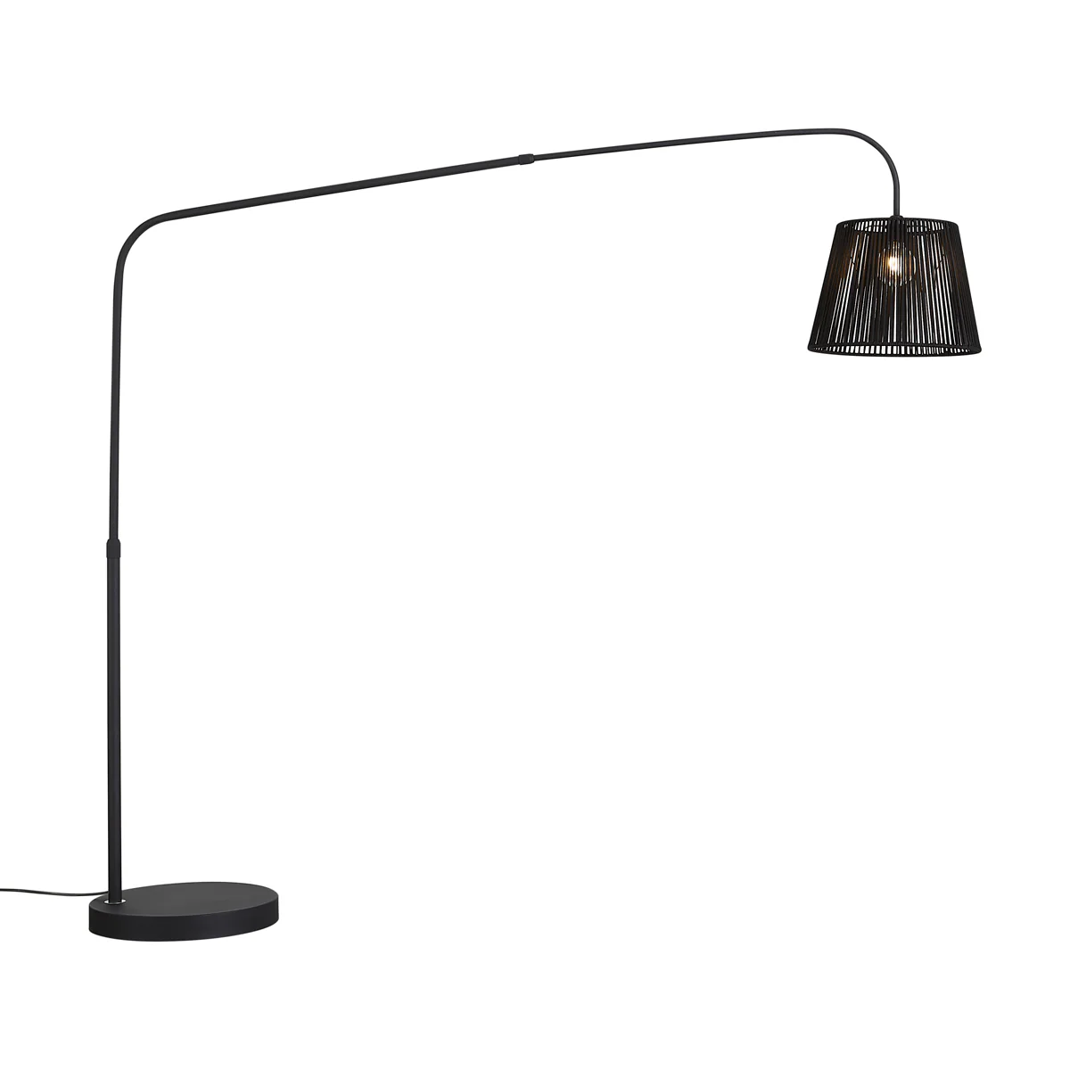 QAZQA Japandi buiten vloerlamp zwart met zwarte kap van touw IP44 -
