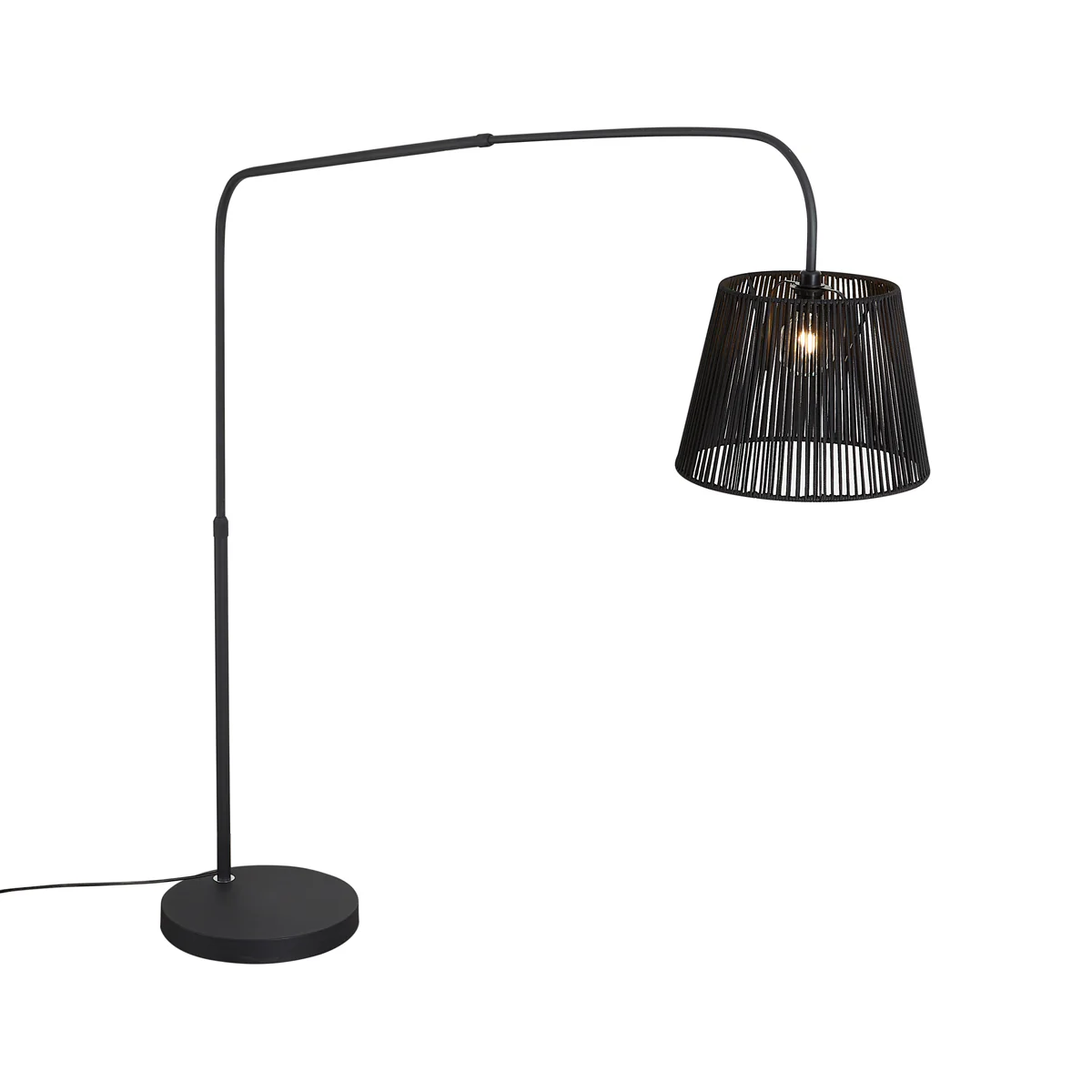 QAZQA Japandi buiten vloerlamp zwart met zwarte kap van touw IP44 - - Image 7