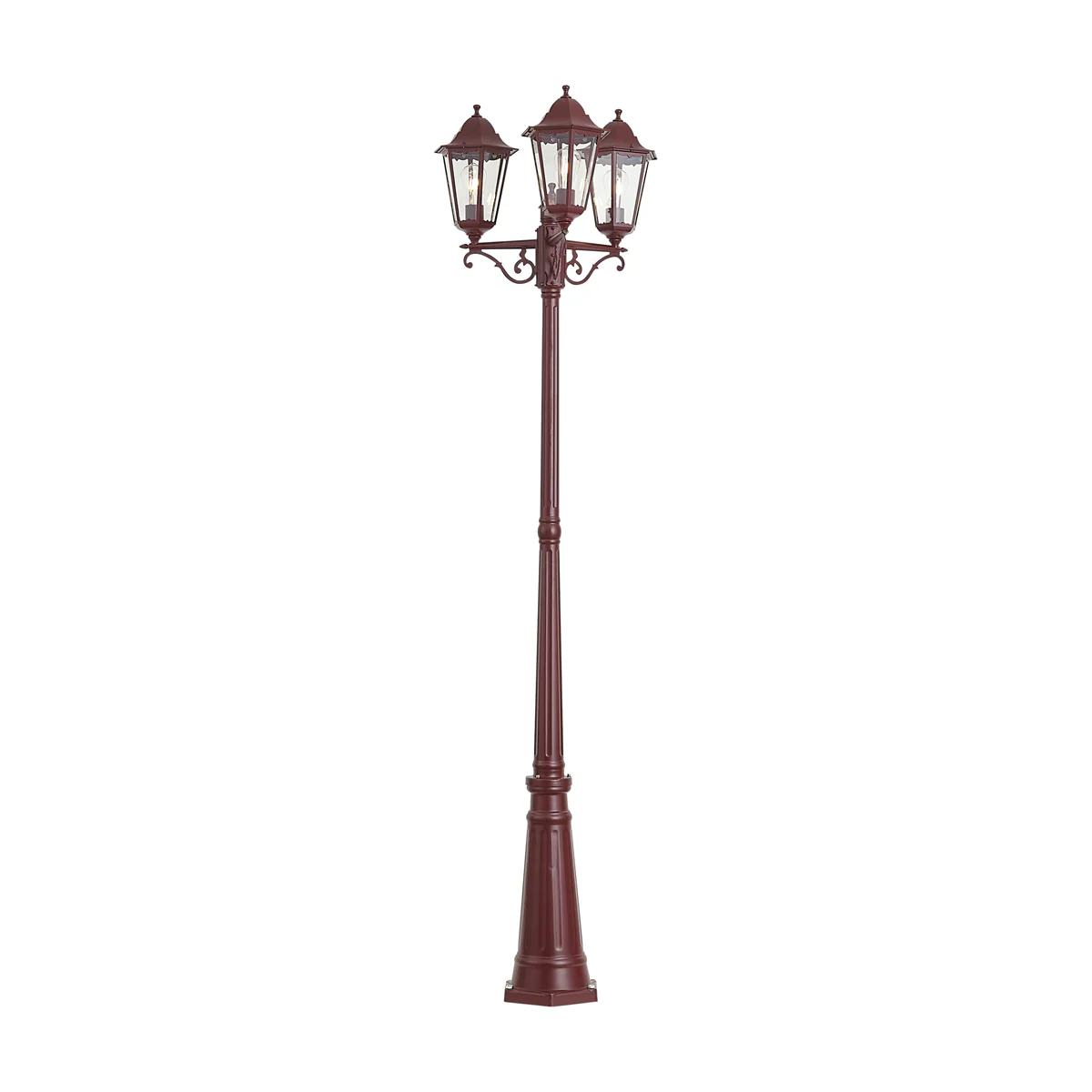 QAZQA Klassieke buitenlantaarn donker rood 220cm 3-lichts IP44 - - Image 2