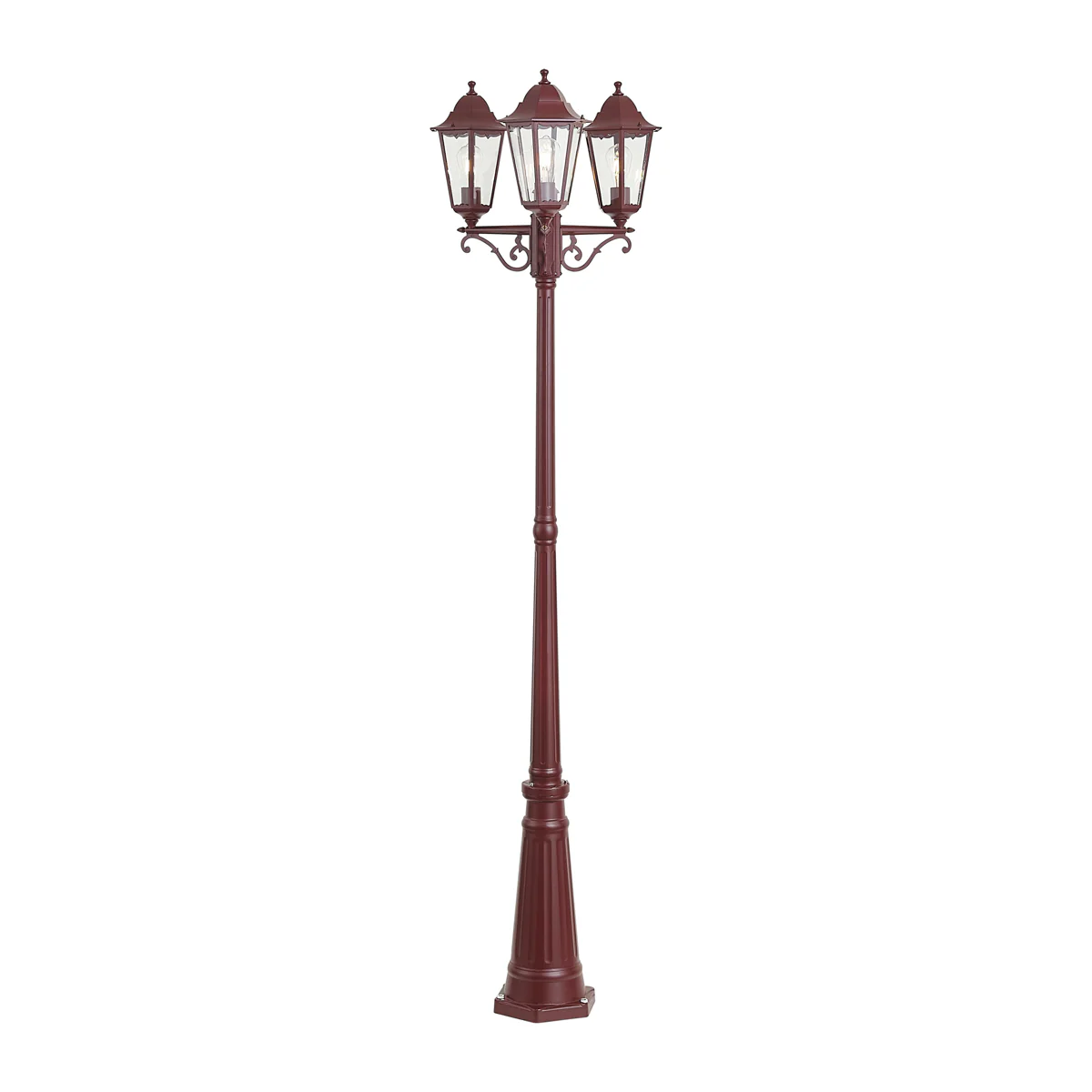 QAZQA Klassieke buitenlantaarn donker rood 220cm 3-lichts IP44 - - Image 6