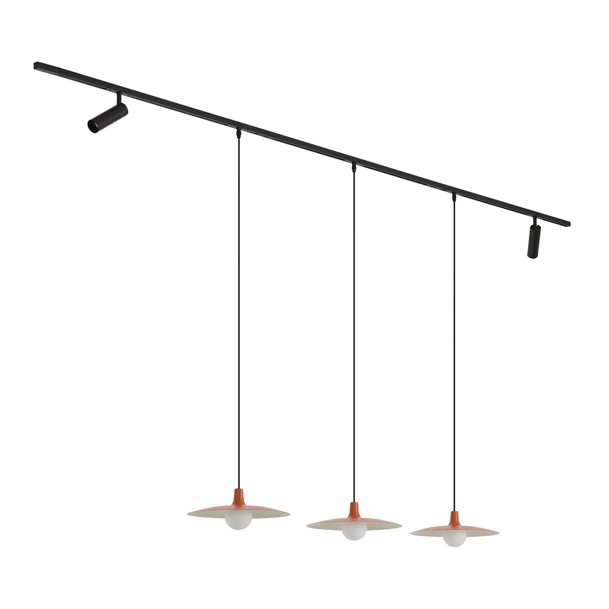 QAZQA Modern railsysteem zwart met 2 spots en 3 hanglampen oranje - Image 10