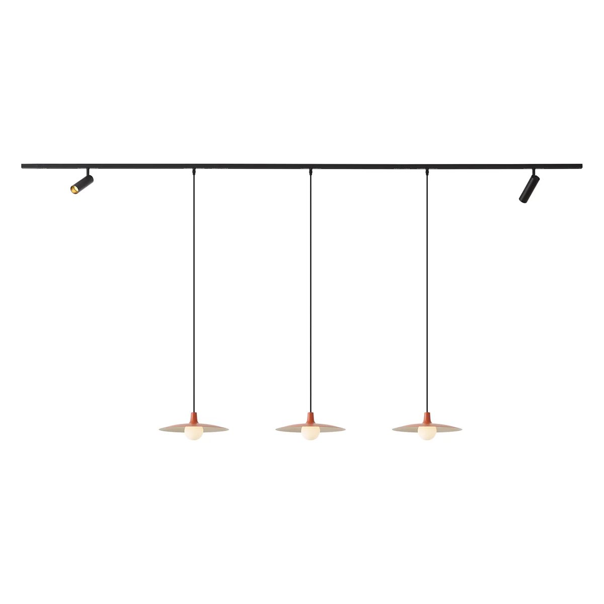 QAZQA Modern railsysteem zwart met 2 spots en 3 hanglampen oranje - Image 7