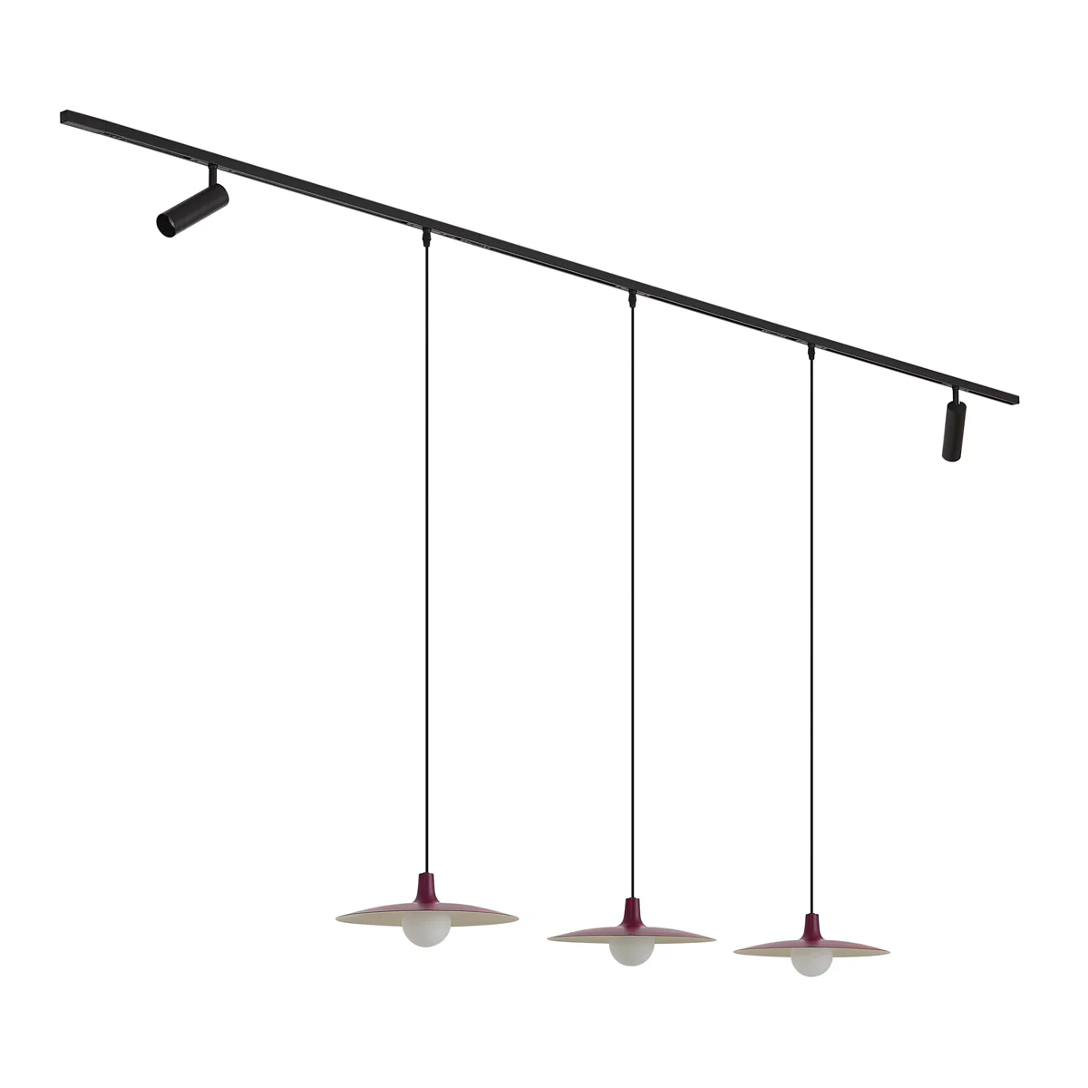 QAZQA Modern railsysteem zwart met 2 spots en 3 hanglampen paars - Image 10