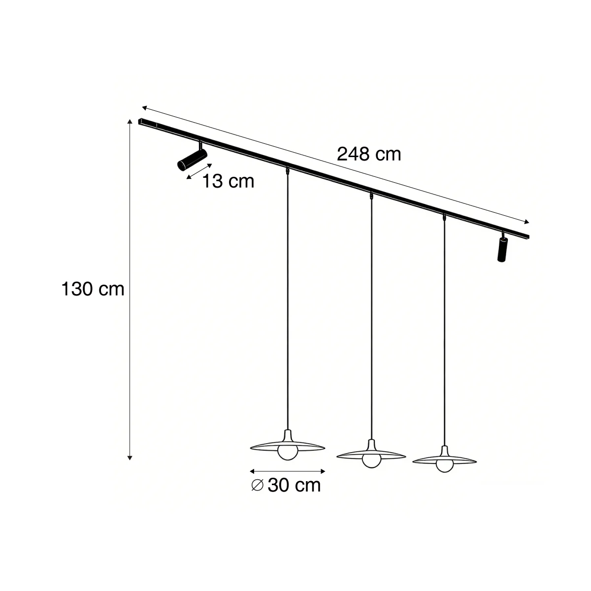QAZQA Modern railsysteem zwart met 2 spots en 3 hanglampen paars - Image 4