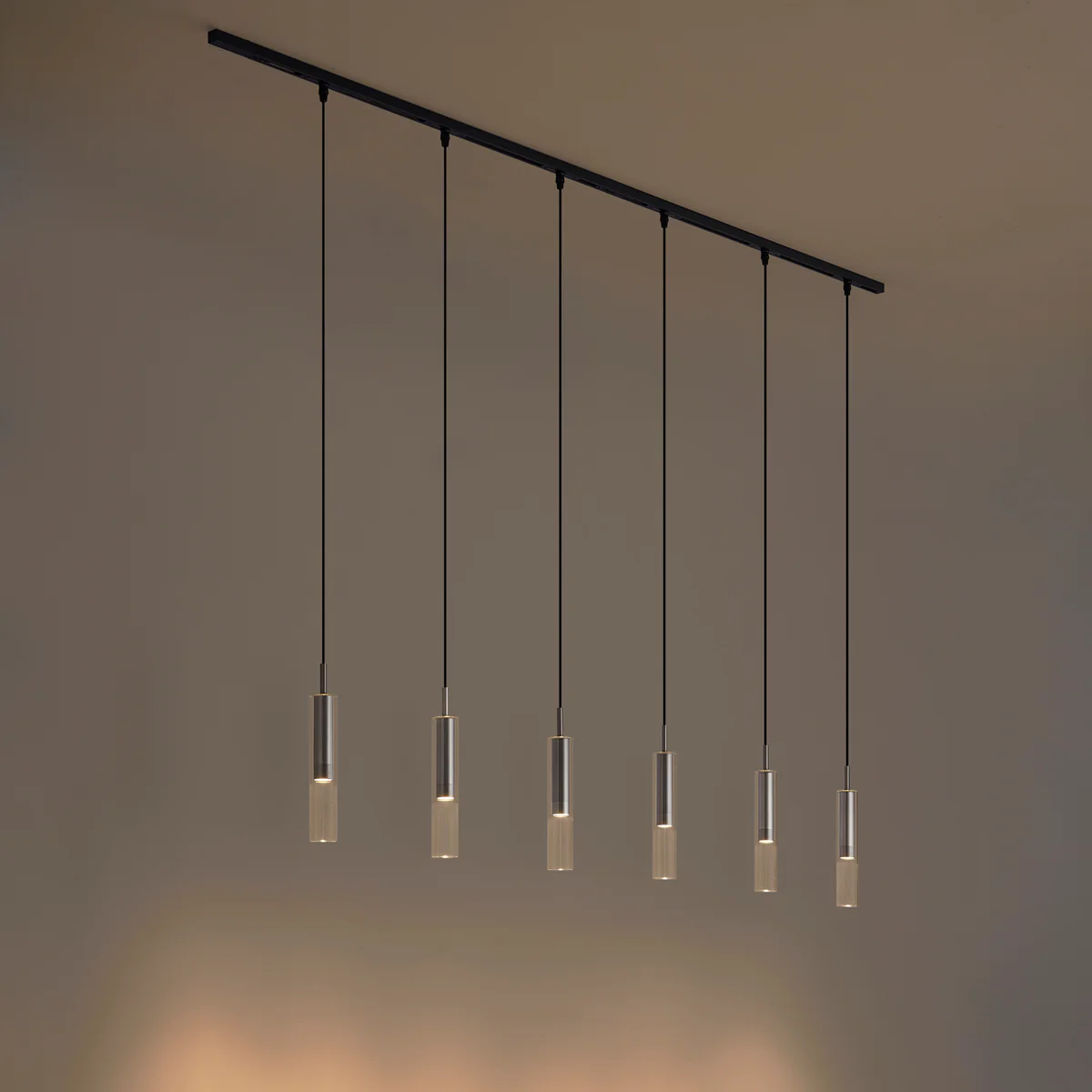 QAZQA Modern railsysteem zwart met 6 hanglampen gunmetal 1-fase - - Image 10