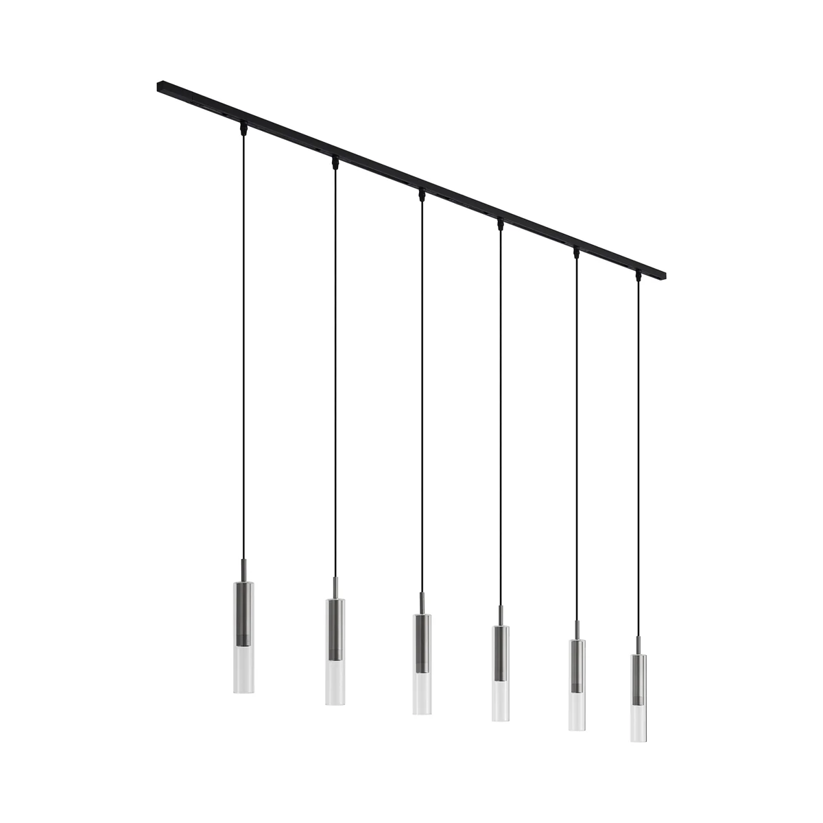 QAZQA Modern railsysteem zwart met 6 hanglampen gunmetal 1-fase - - Image 11