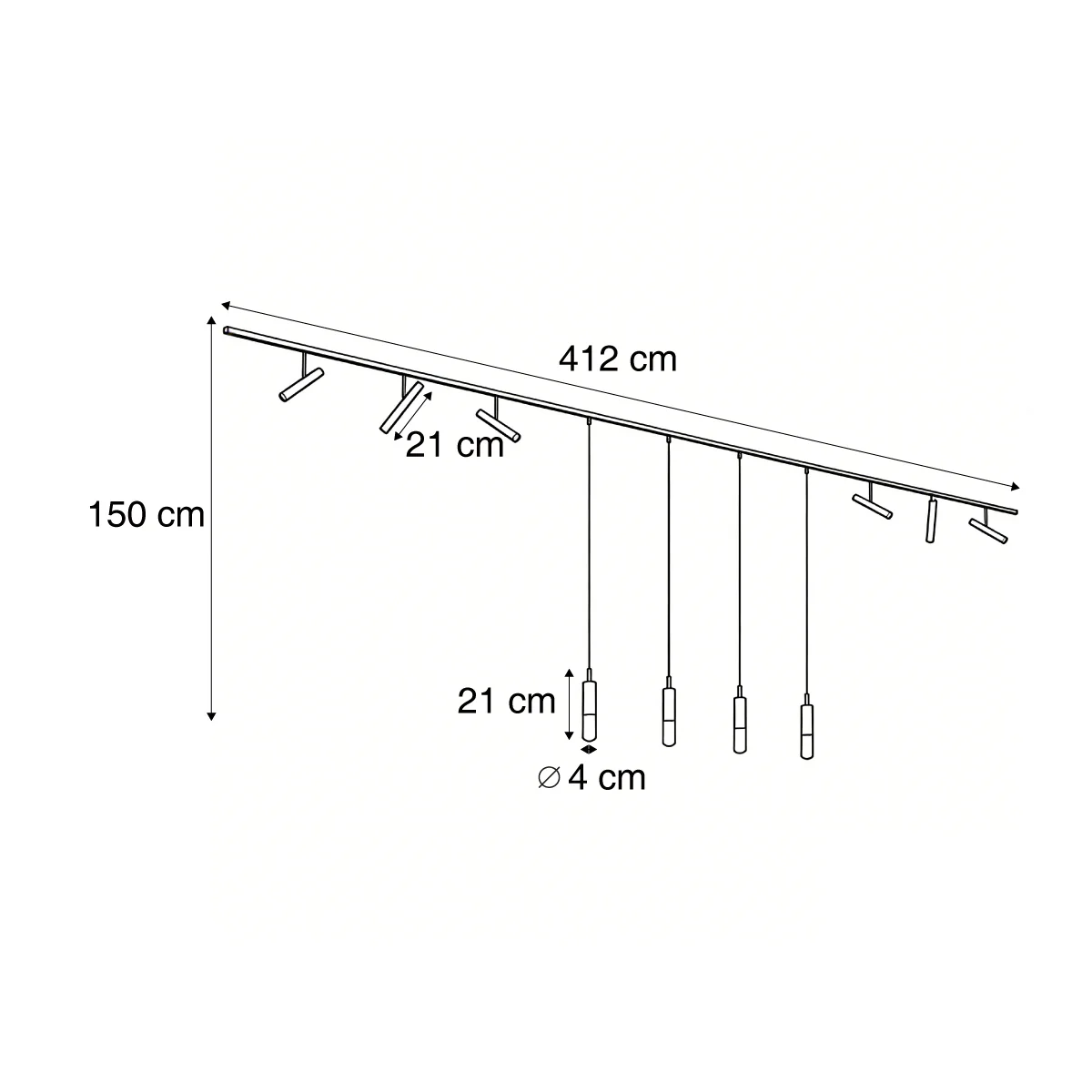 QAZQA Modern railsysteem zwart met 6 spots en 4 hanglampen donker - Image 5