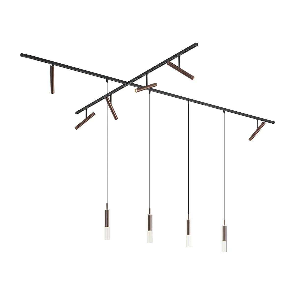 QAZQA Modern railsysteem zwart met 6 spots en 4 hanglampen donker - Image 8