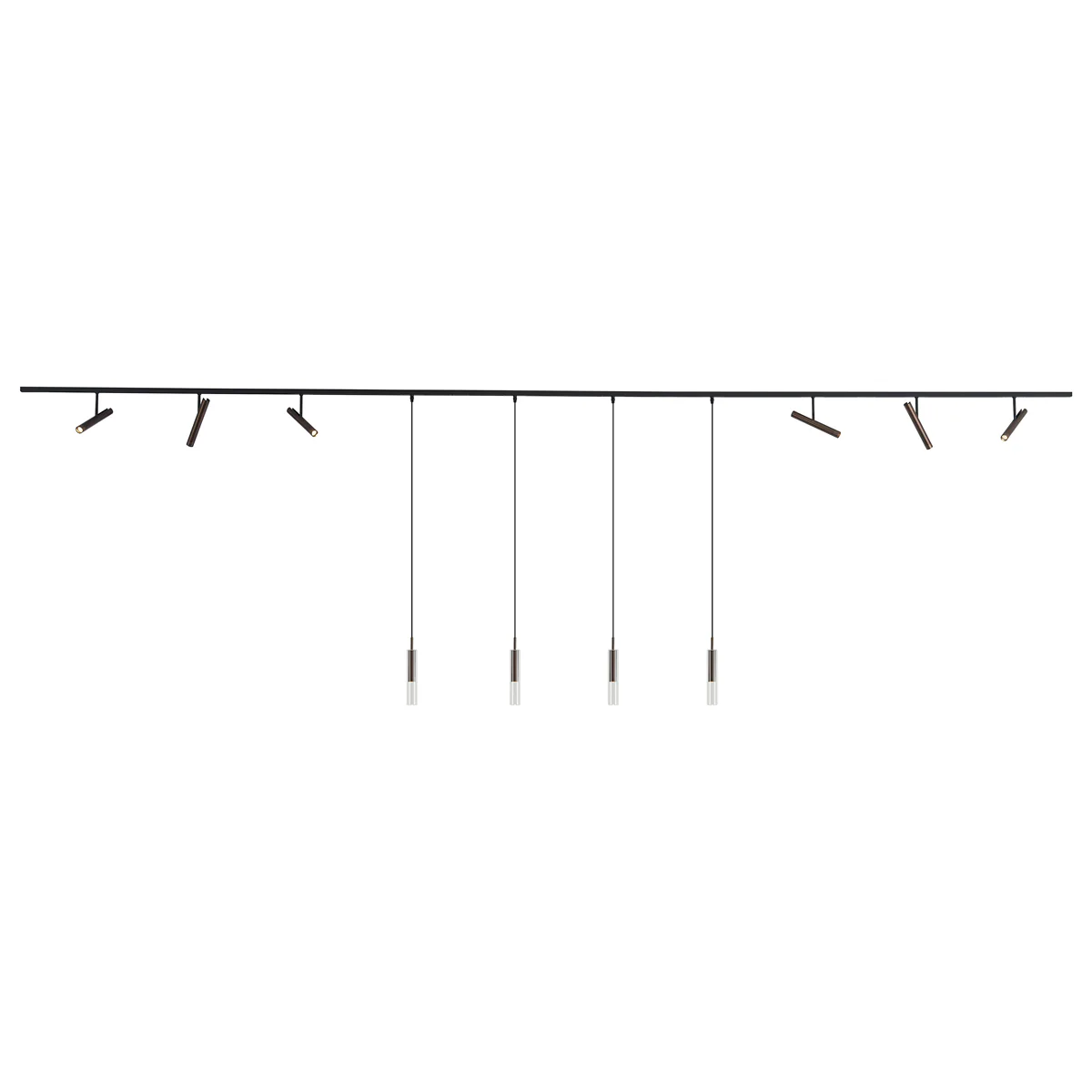 QAZQA Modern railsysteem zwart met 6 spots en 4 hanglampen donker - Image 9