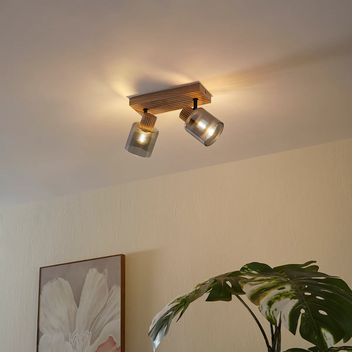 QAZQA Moderne spot hout met smoke glas 2-lichts draai- en kantelbaar - Image 3