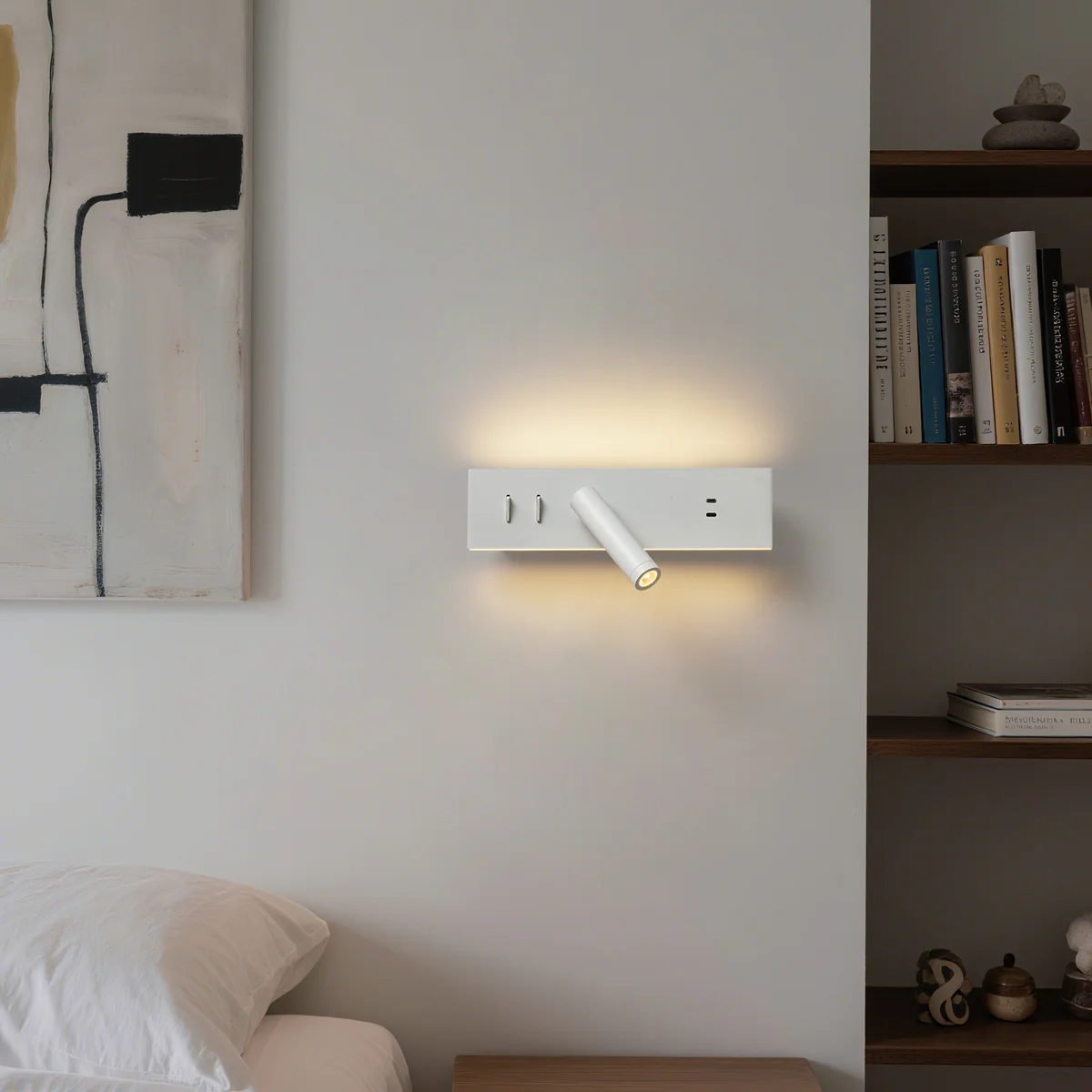 QAZQA Moderne wandlamp wit verstelbaar met USB-C incl. LED - Modric - Image 3