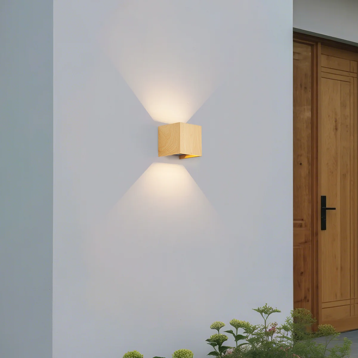 QAZQA Scandinavische buiten wandlamp hout print incl. LED IP54 - - Image 2