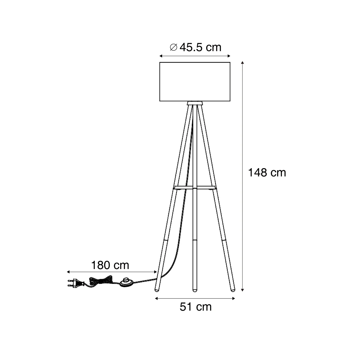 QAZQA Scandinavische vloerlamp hout met stoffen kap wit - Lou - Image 9