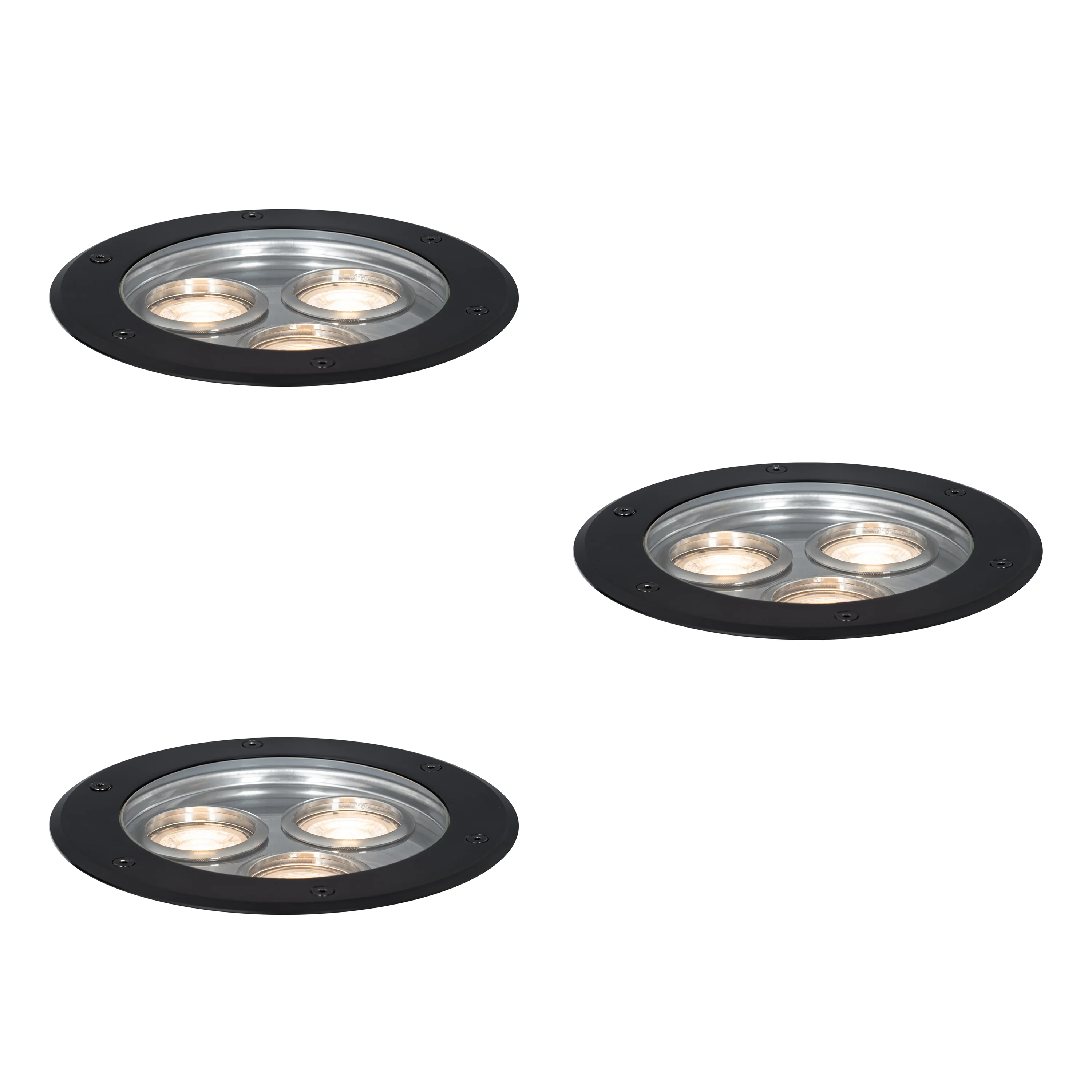 QAZQA Set van 3 moderne grondspots zwart 3-lichts IP65 - Tribus - Image 2