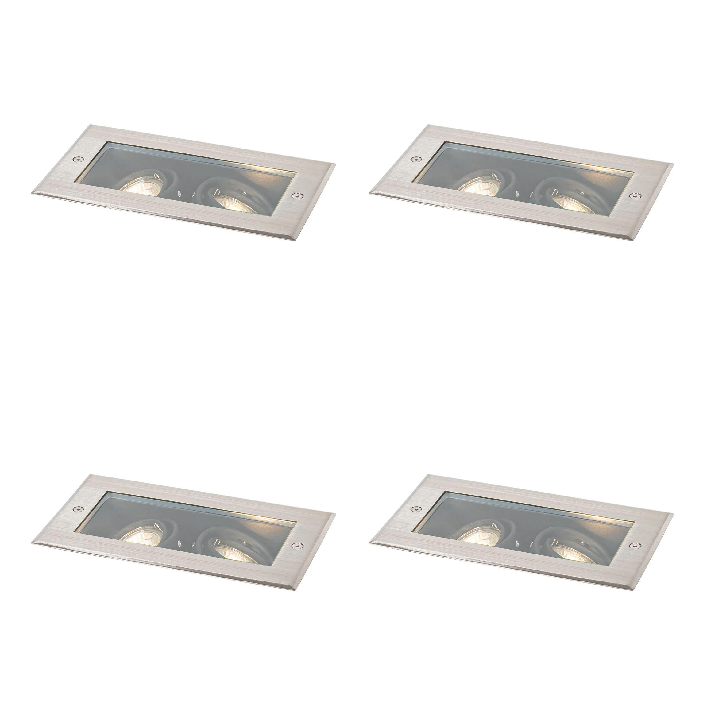 QAZQA Set van 4 moderne grondspots staal 2-lichts verstelbaar IP65 - - Image 2