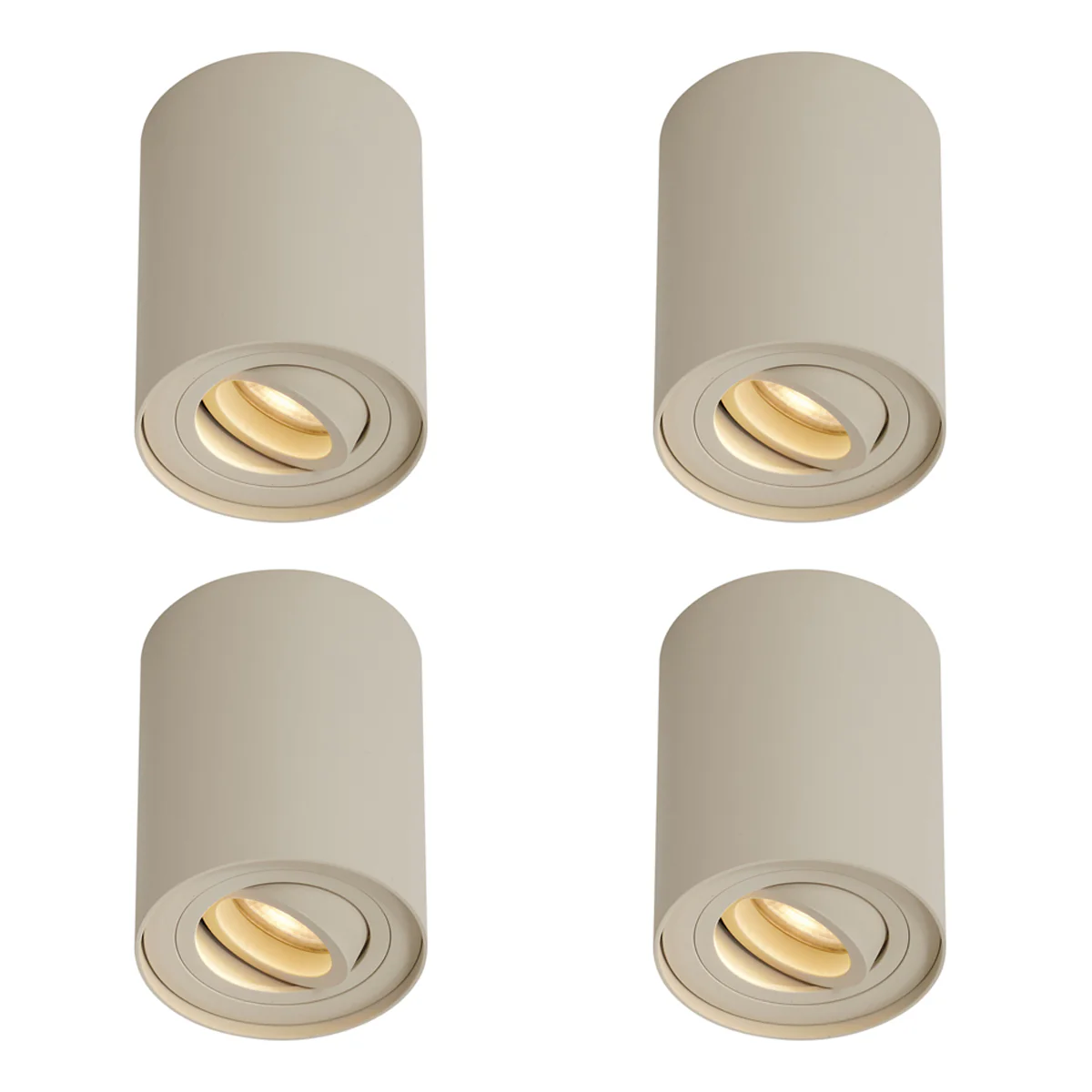 QAZQA Set van 4 moderne opbouwspots beige GU10 50mm draai- en - Image 3