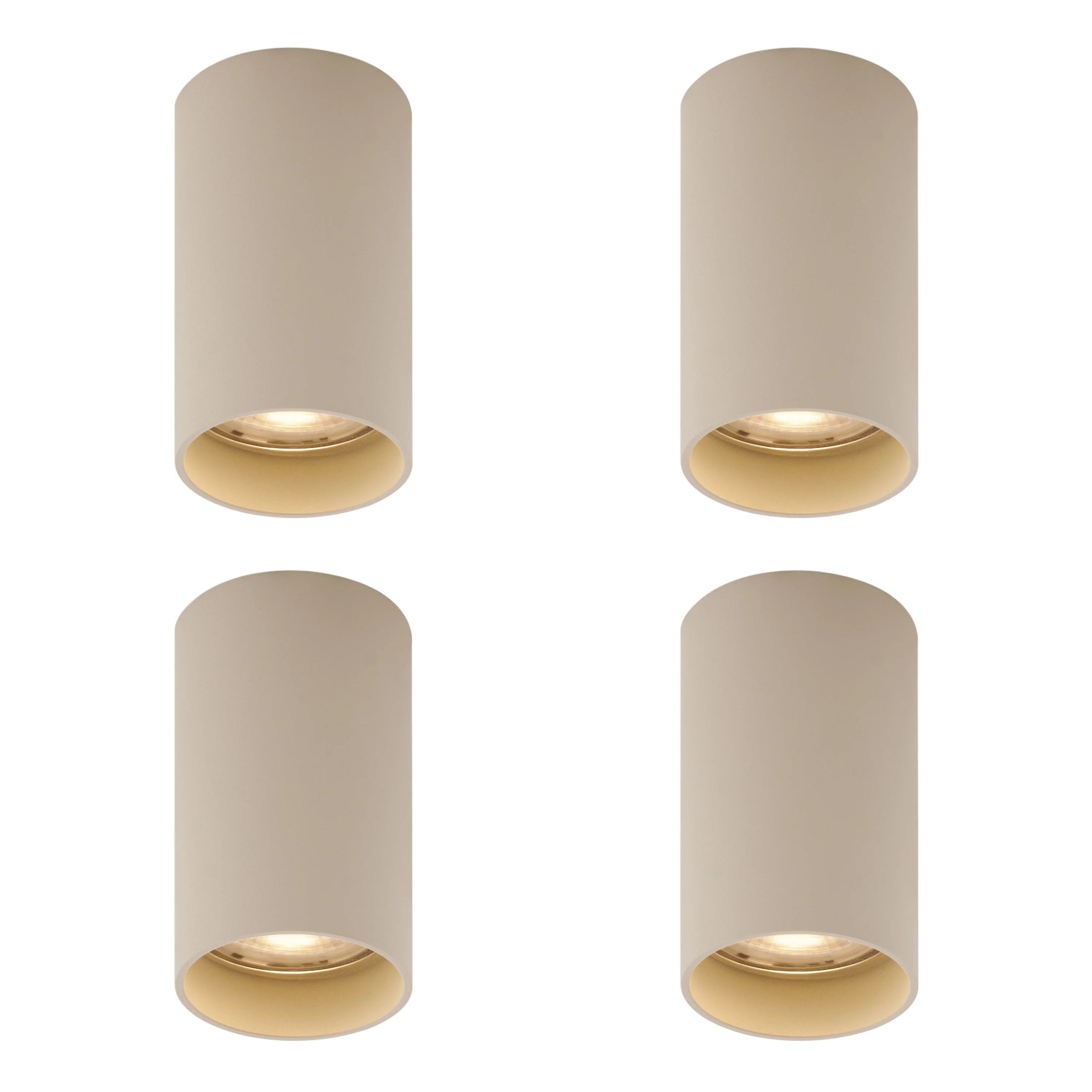 QAZQA Set van 4 moderne opbouwspots beige GU10 50mm rond - Tuba